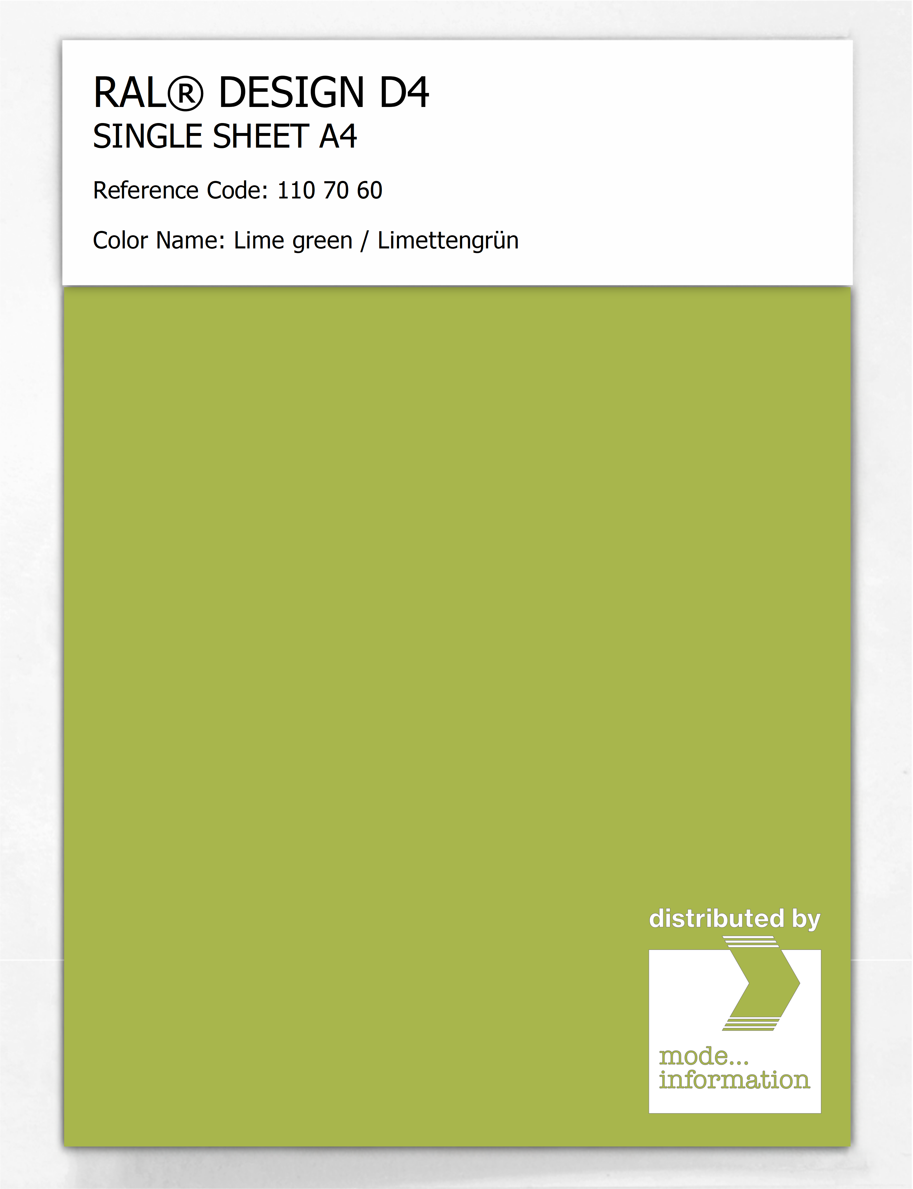 Artikelbild 1 des Artikels “RAL® DESIGN D4 SINGLE SHEET A4 110 70 60 Lime green / Limettengrün “