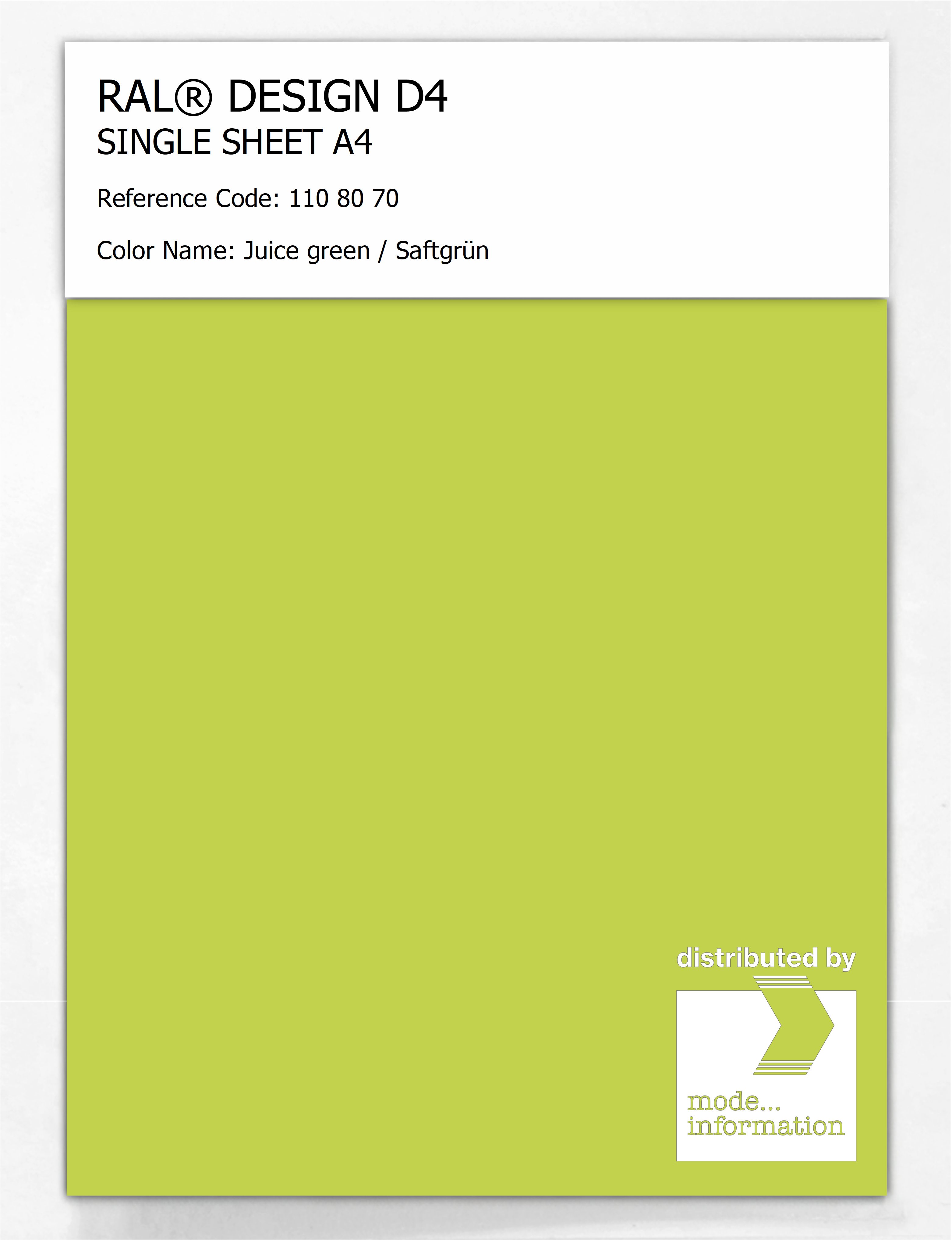 Artikelbild 1 des Artikels “RAL® DESIGN D4 SINGLE SHEET A4 110 80 70 Juice green / Saftgrün “