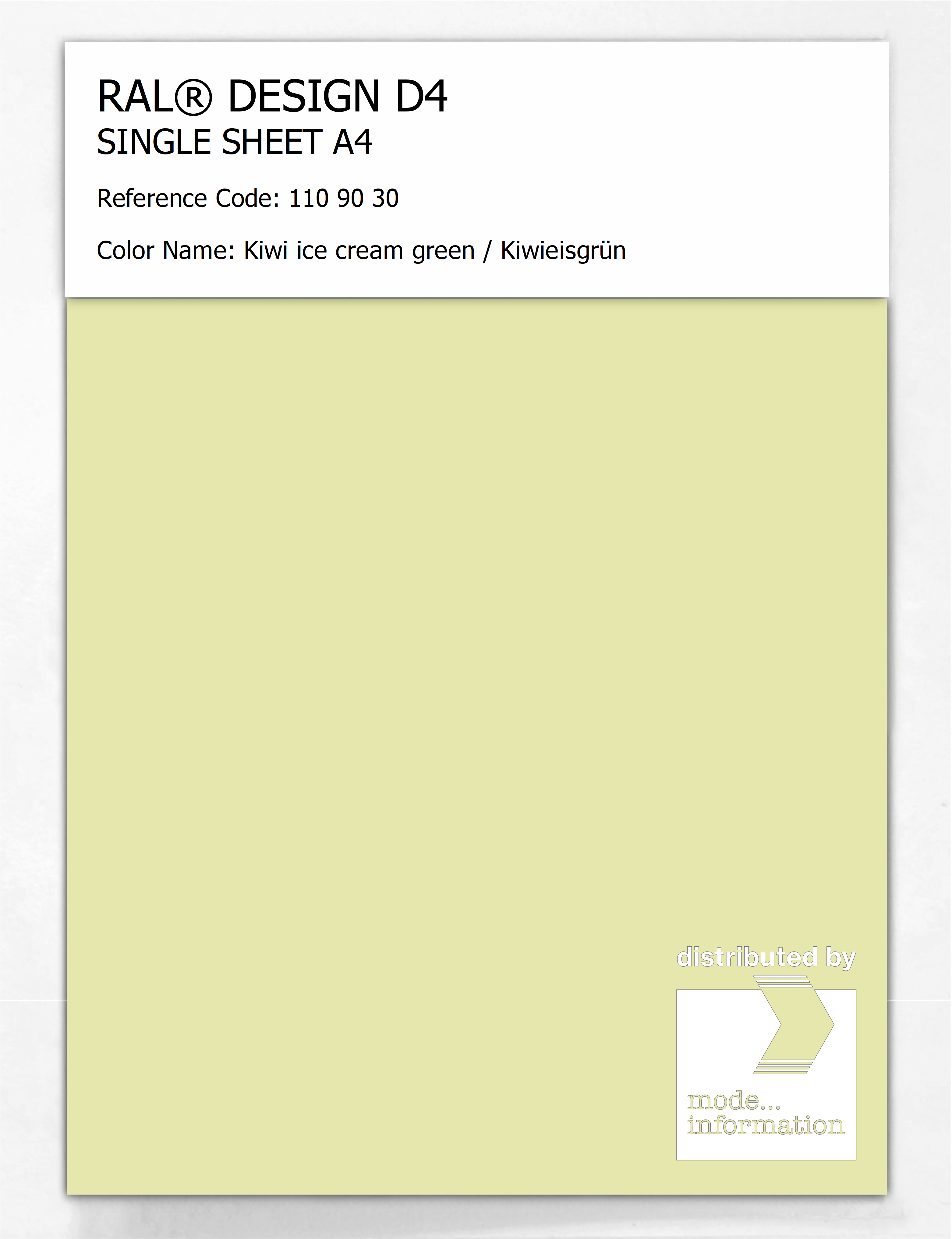 Product image 1 of the product “RAL® DESIGN D4 SINGLE SHEET A4 110 90 30 Kiwi ice cream green / Kiwieisgrün ”
