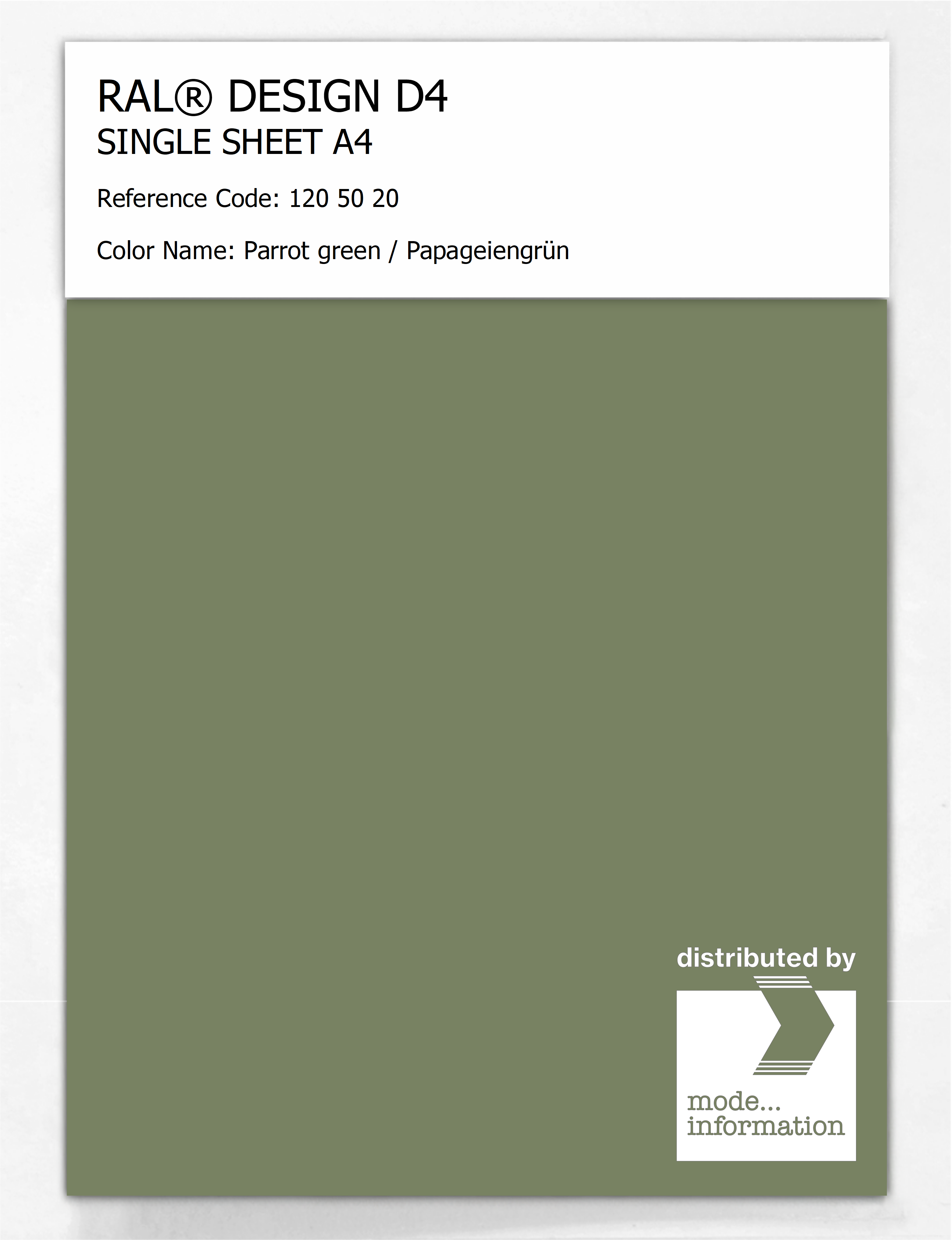 Product image 1 of the product “RAL® DESIGN D4 SINGLE SHEET A4 120 50 20 Parrot green / Papageiengrün ”