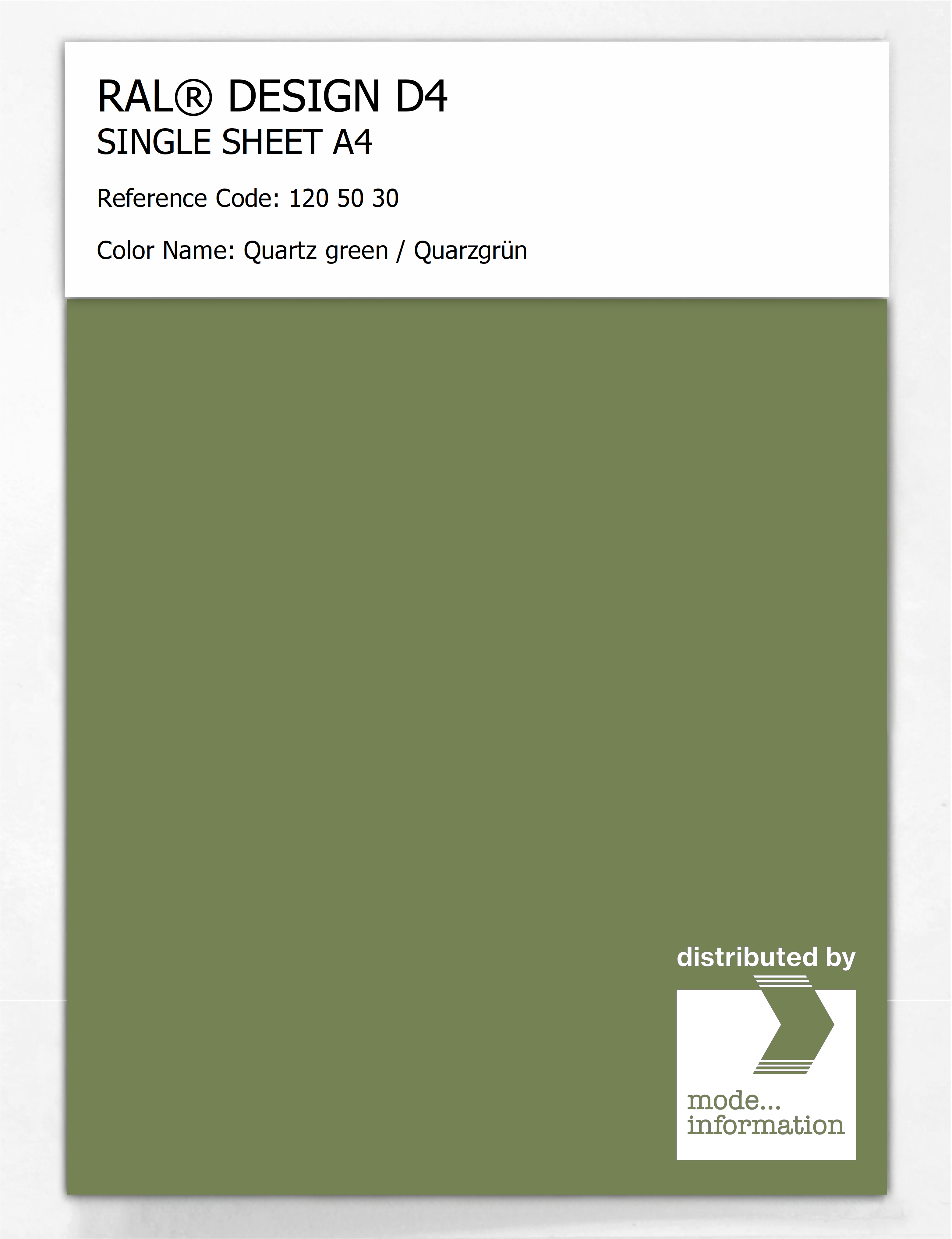 Product image 1 of the product “RAL® DESIGN D4 SINGLE SHEET A4 120 50 30 Quartz green / Quarzgrün ”