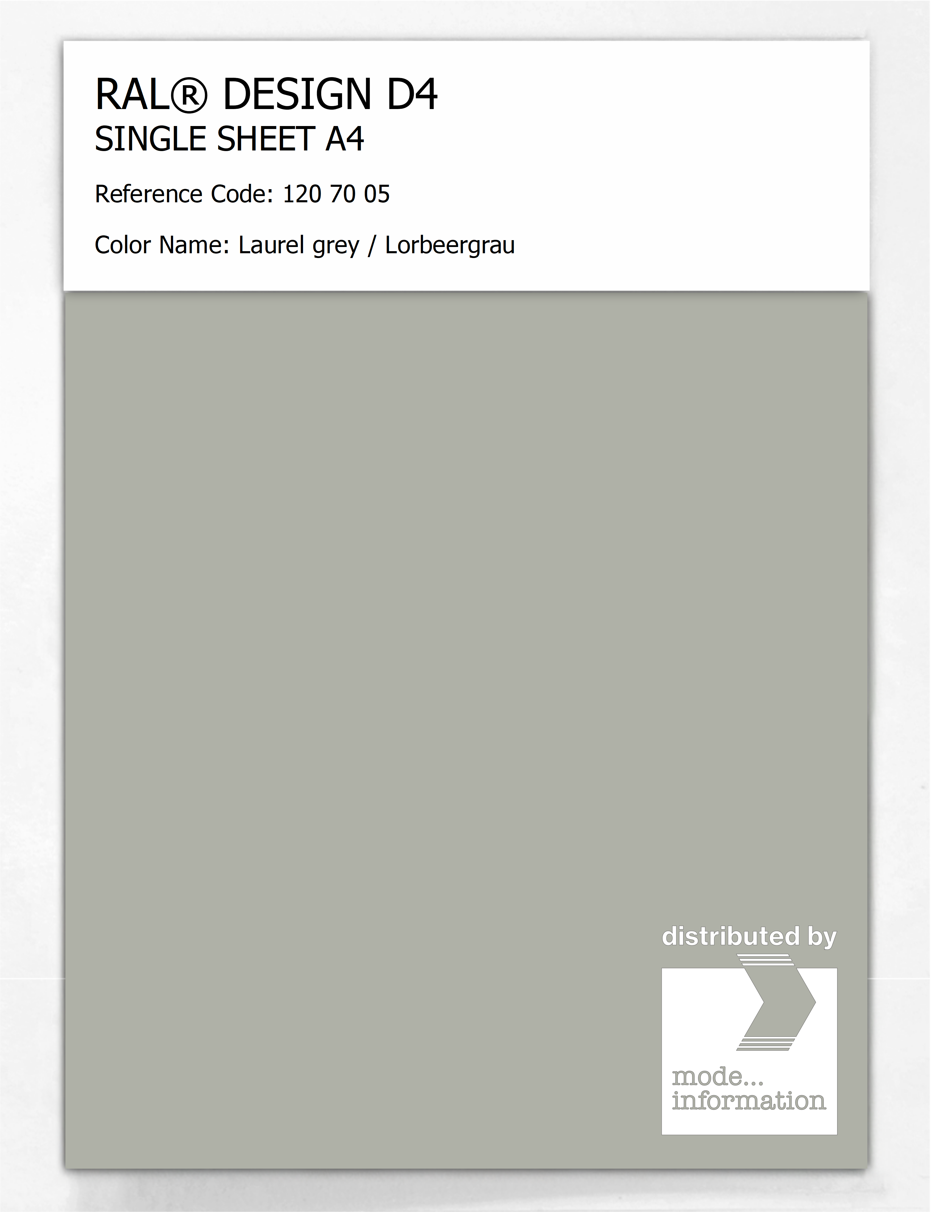Artikelbild 1 des Artikels “RAL® DESIGN D4 SINGLE SHEET A4 120 70 05 Laurel grey / Lorbeergrau “