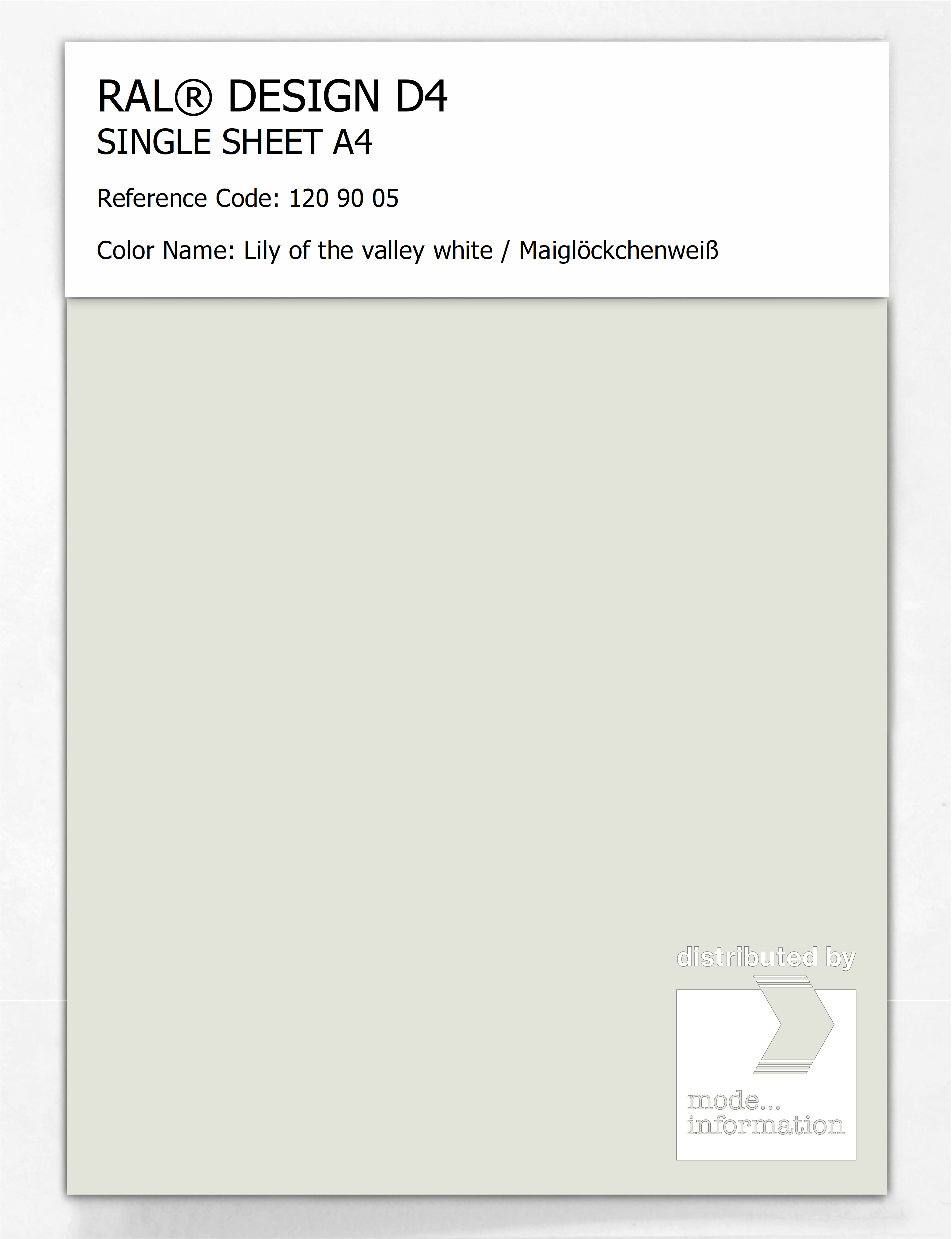 Product image 1 of the product “RAL® DESIGN D4 SINGLE SHEET A4 120 90 05 Lily of the valley white / Maiglöckchenweiß ”