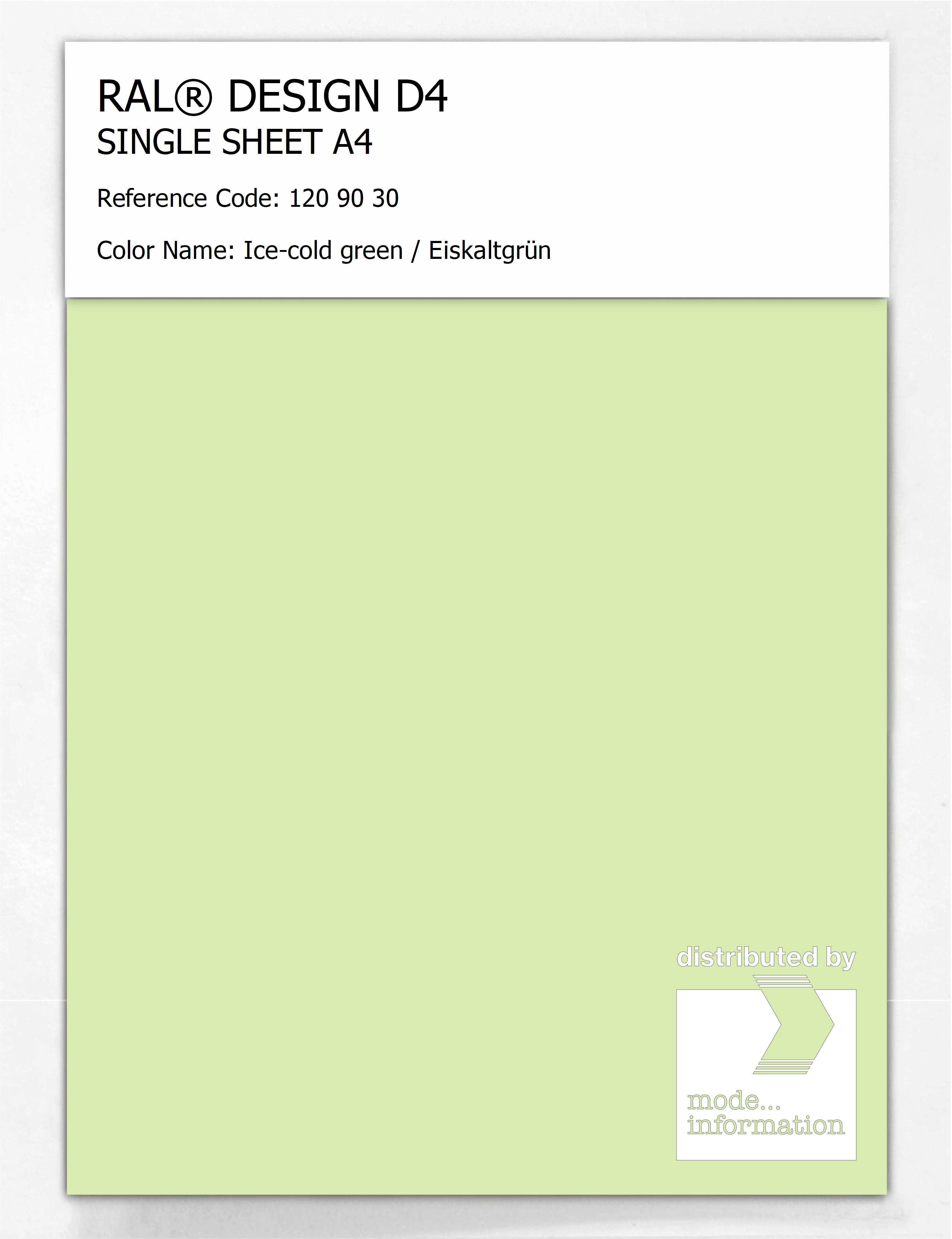 Artikelbild 1 des Artikels “RAL® DESIGN D4 SINGLE SHEET A4 120 90 30 Ice-cold green / Eiskaltgrün “
