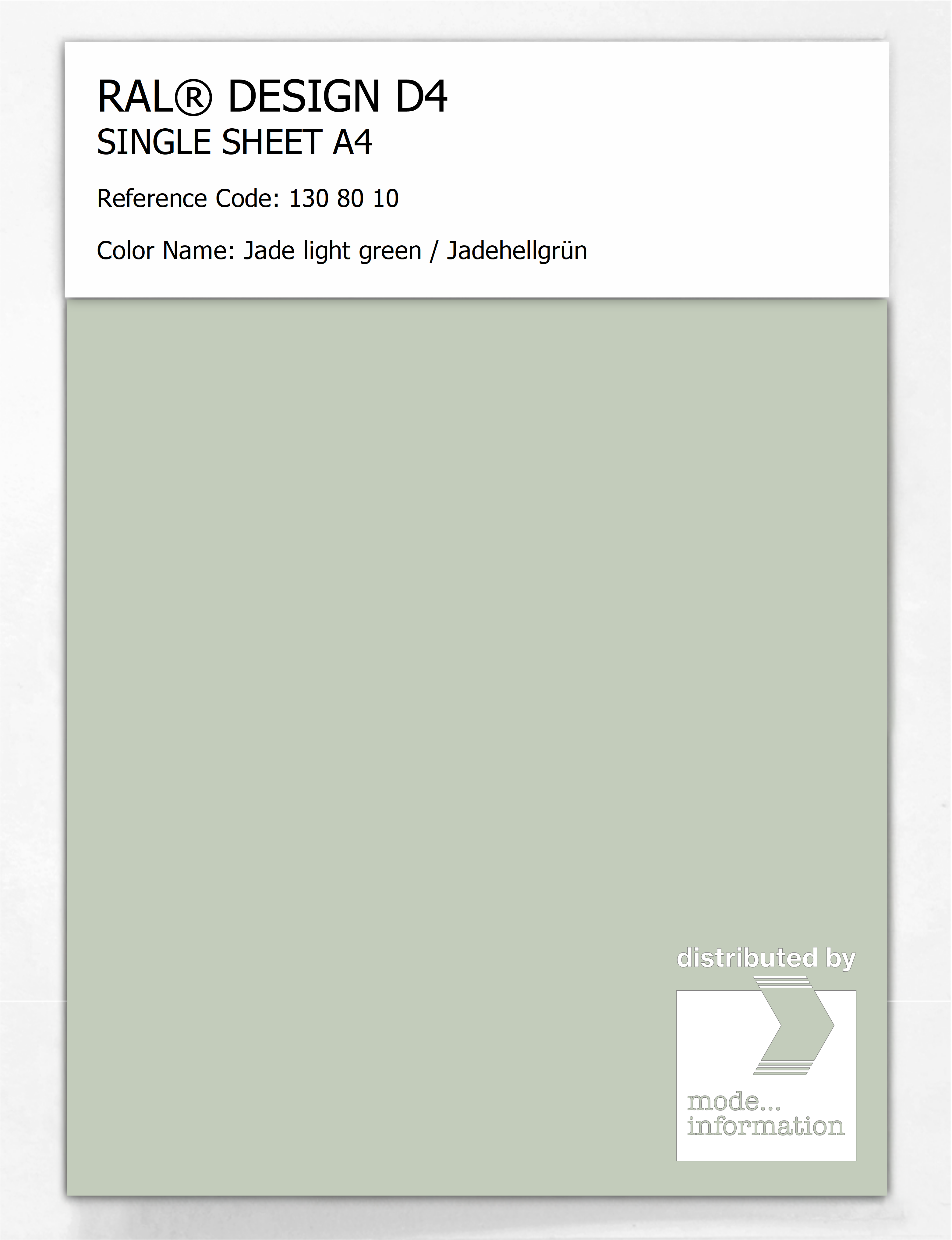 Artikelbild 1 des Artikels “RAL® DESIGN D4 SINGLE SHEET A4 130 80 10 Jade light green / Jadehellgrün “