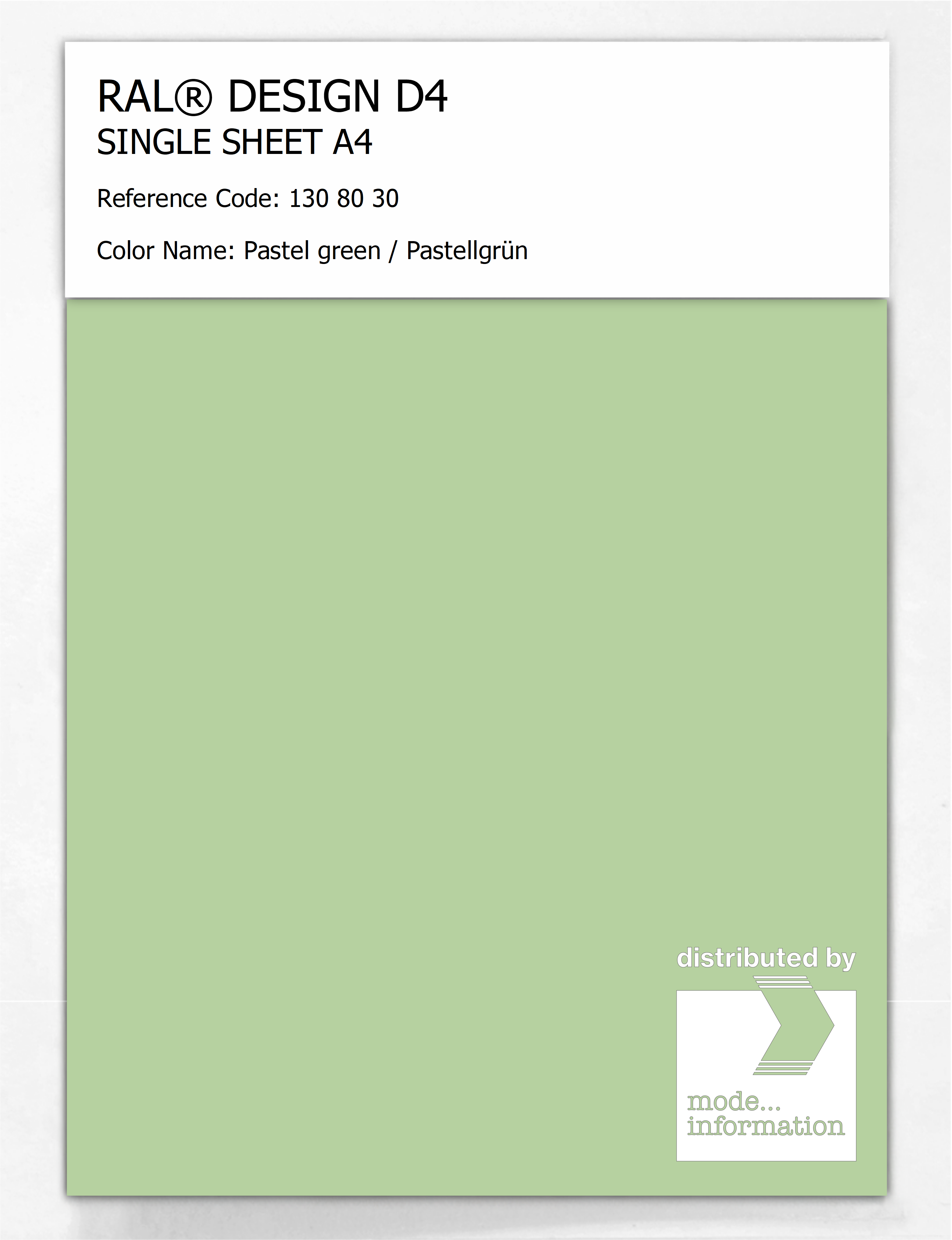 Artikelbild 1 des Artikels “RAL® DESIGN D4 SINGLE SHEET A4 130 80 30 Pastel green / Pastellgrün “