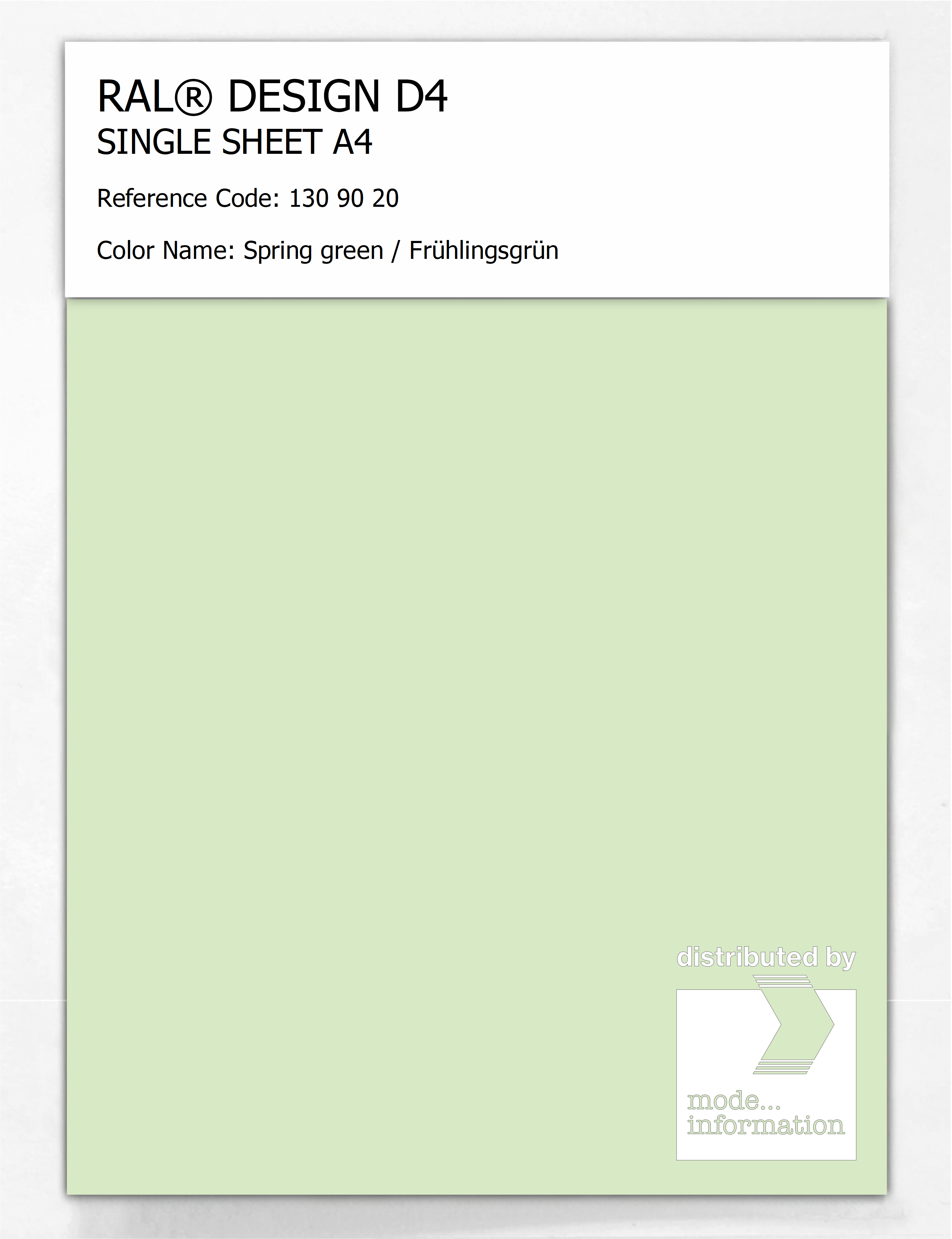 Artikelbild 1 des Artikels “RAL® DESIGN D4 SINGLE SHEET A4 130 90 20 Spring green / Frühlingsgrün “