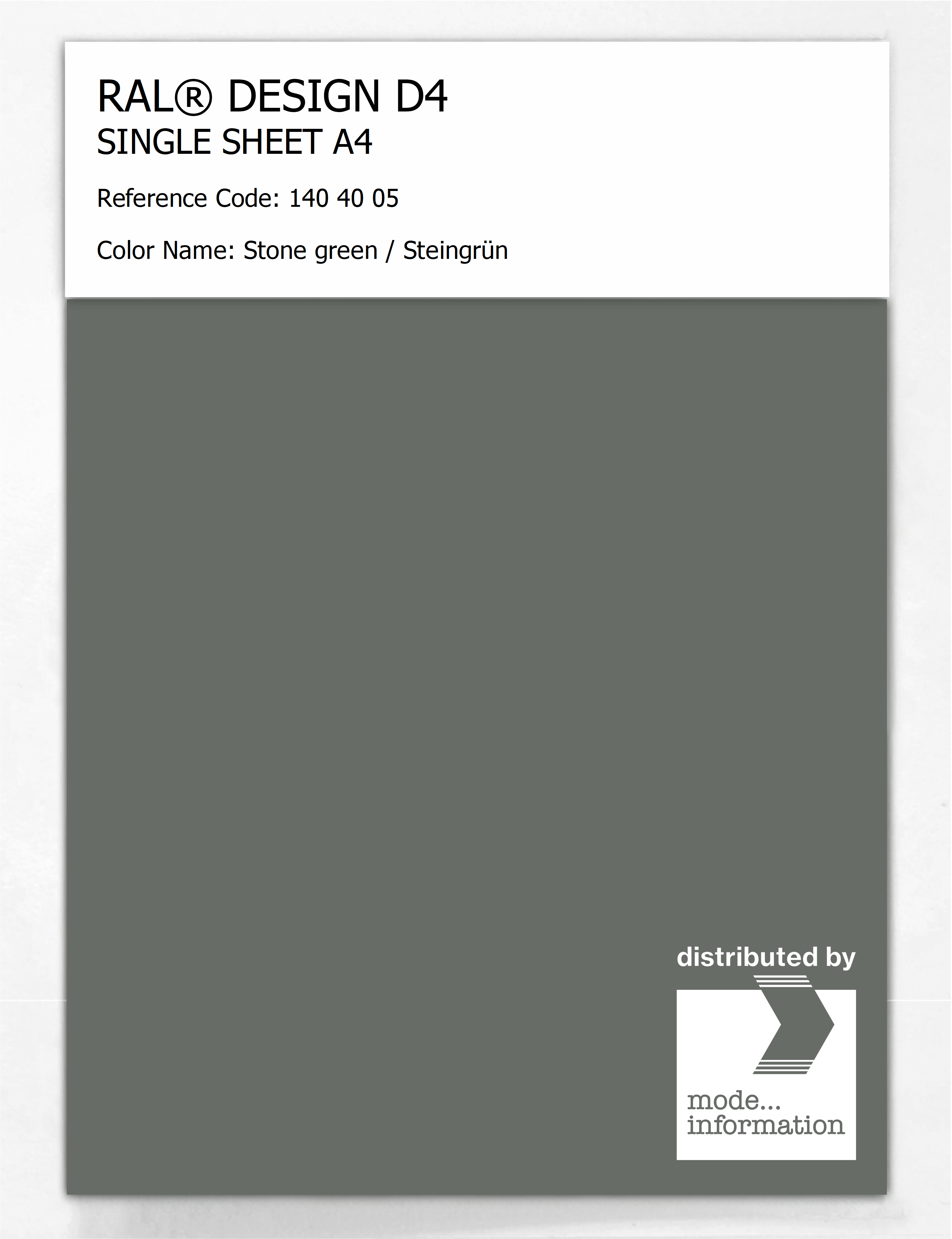 Artikelbild 1 des Artikels “RAL® DESIGN D4 SINGLE SHEET A4 140 40 05 Stone green / Steingrün “