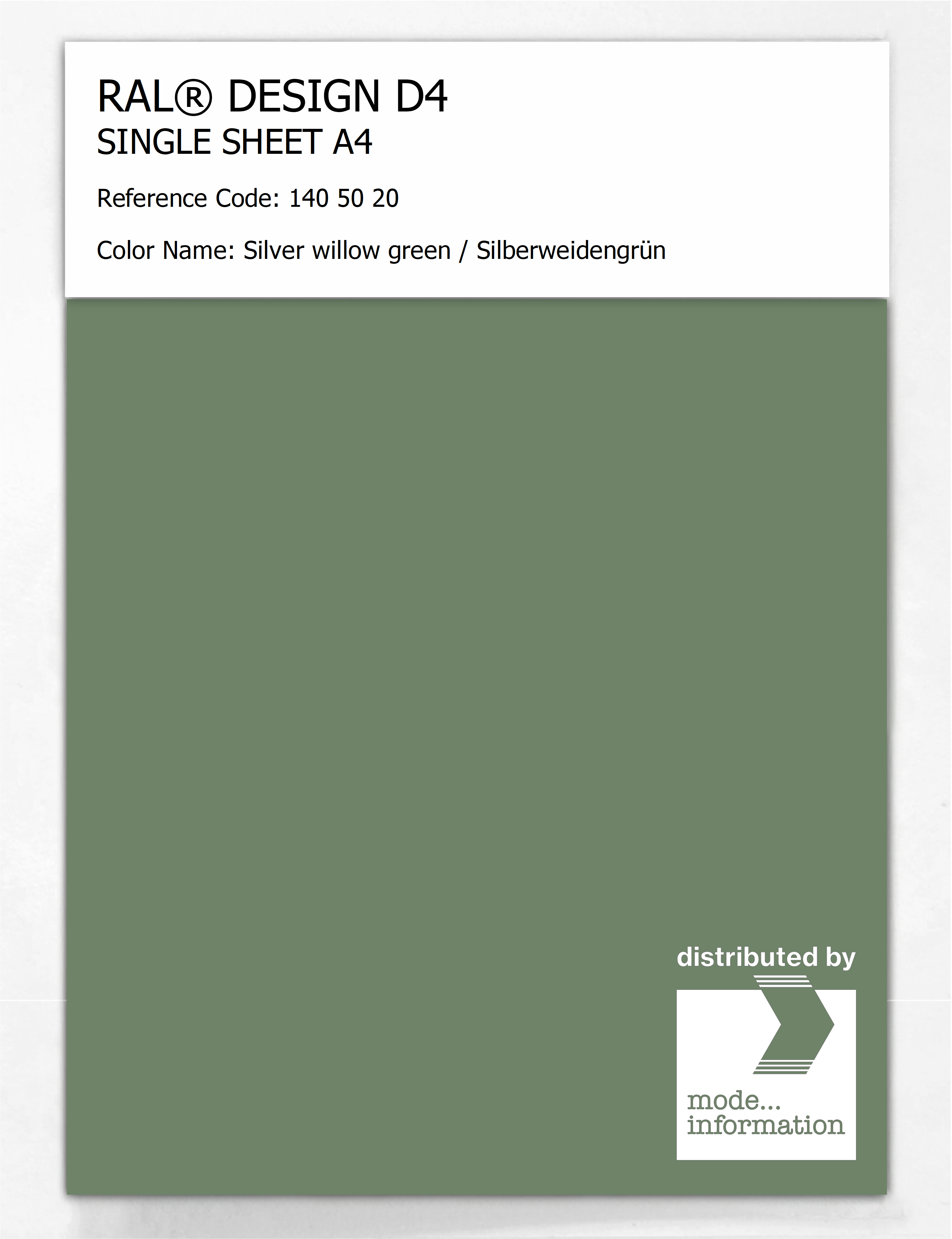 Artikelbild 1 des Artikels “RAL® DESIGN D4 SINGLE SHEET A4 140 50 20 Silver willow green / Silberweidengrün “
