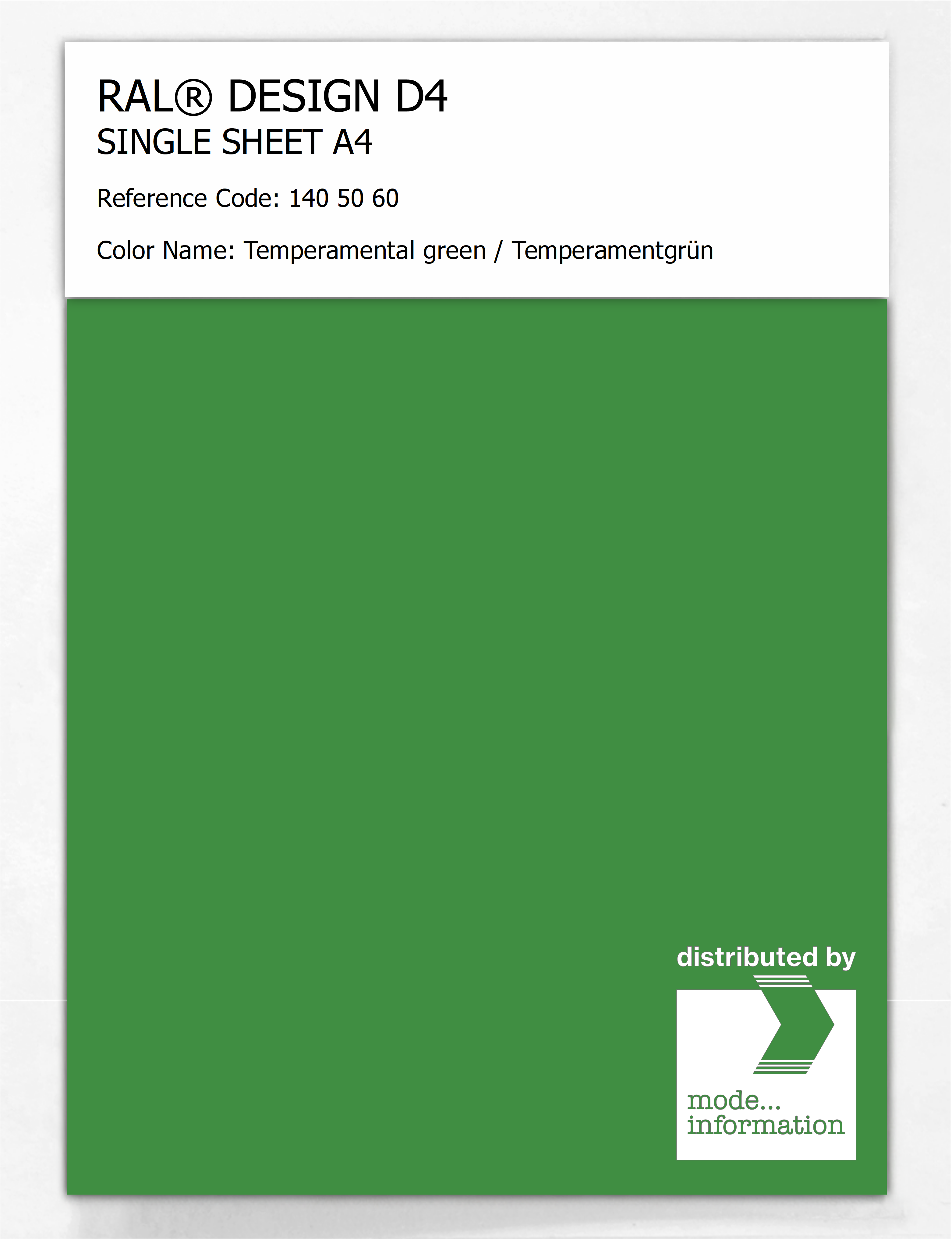 Artikelbild 1 des Artikels “RAL® DESIGN D4 SINGLE SHEET A4 140 50 60 Temperamental green / Temperamentgrün “