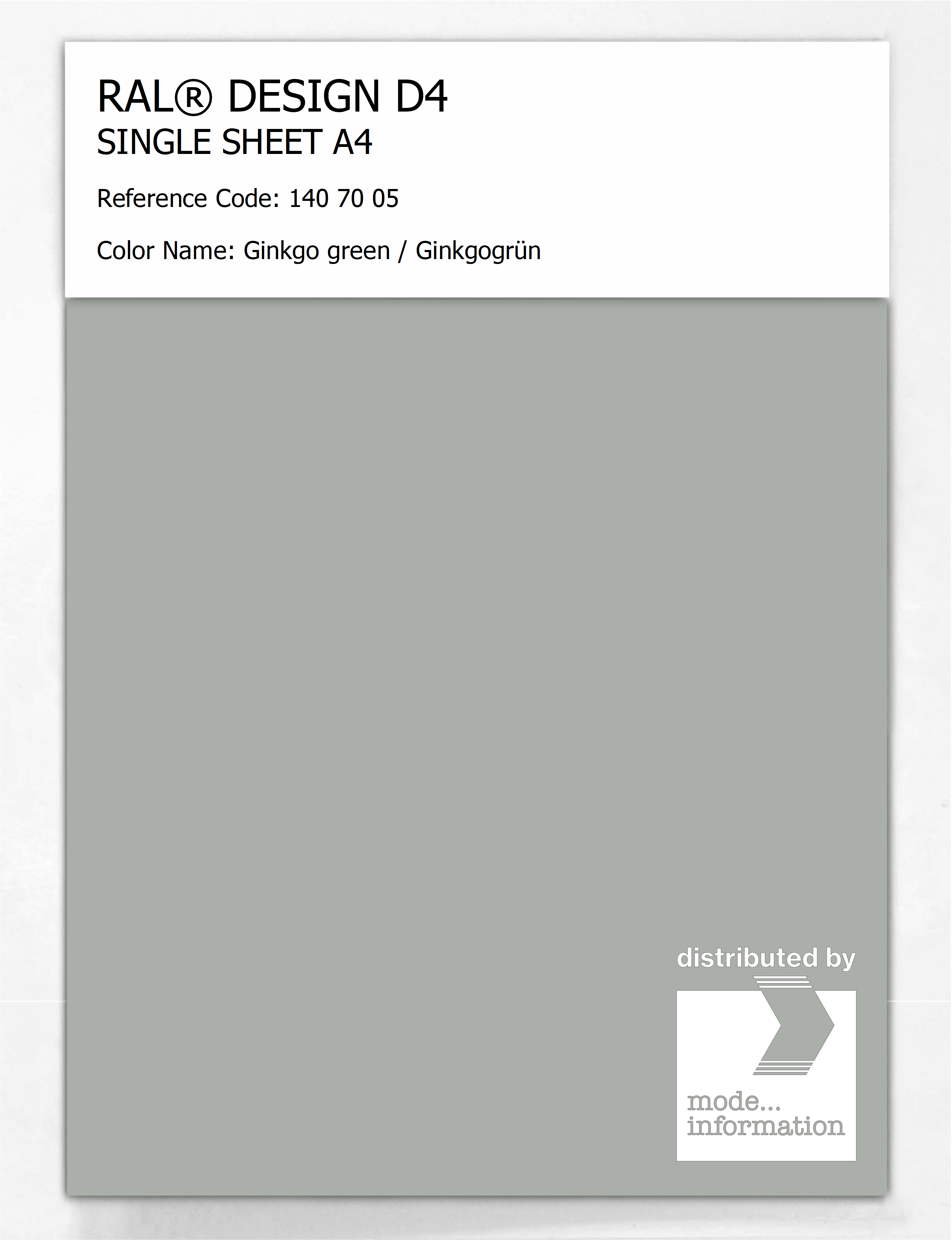 Artikelbild 1 des Artikels “RAL® DESIGN D4 SINGLE SHEET A4 140 70 05 Ginkgo green / Ginkgogrün “