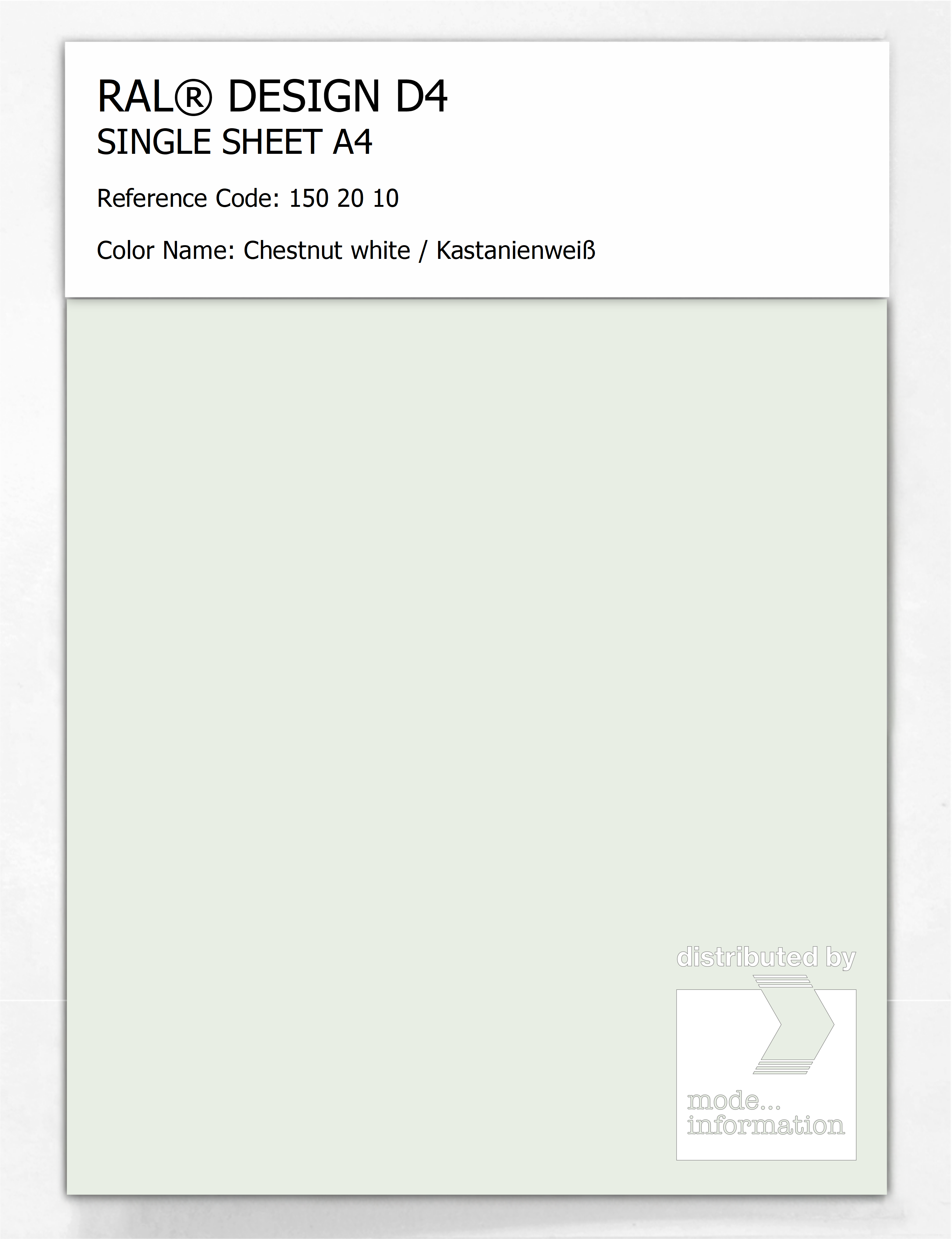 Product image 1 of the product “RAL® DESIGN D4 SINGLE SHEET A4 150 20 10 Chestnut white / Kastanienweiß ”