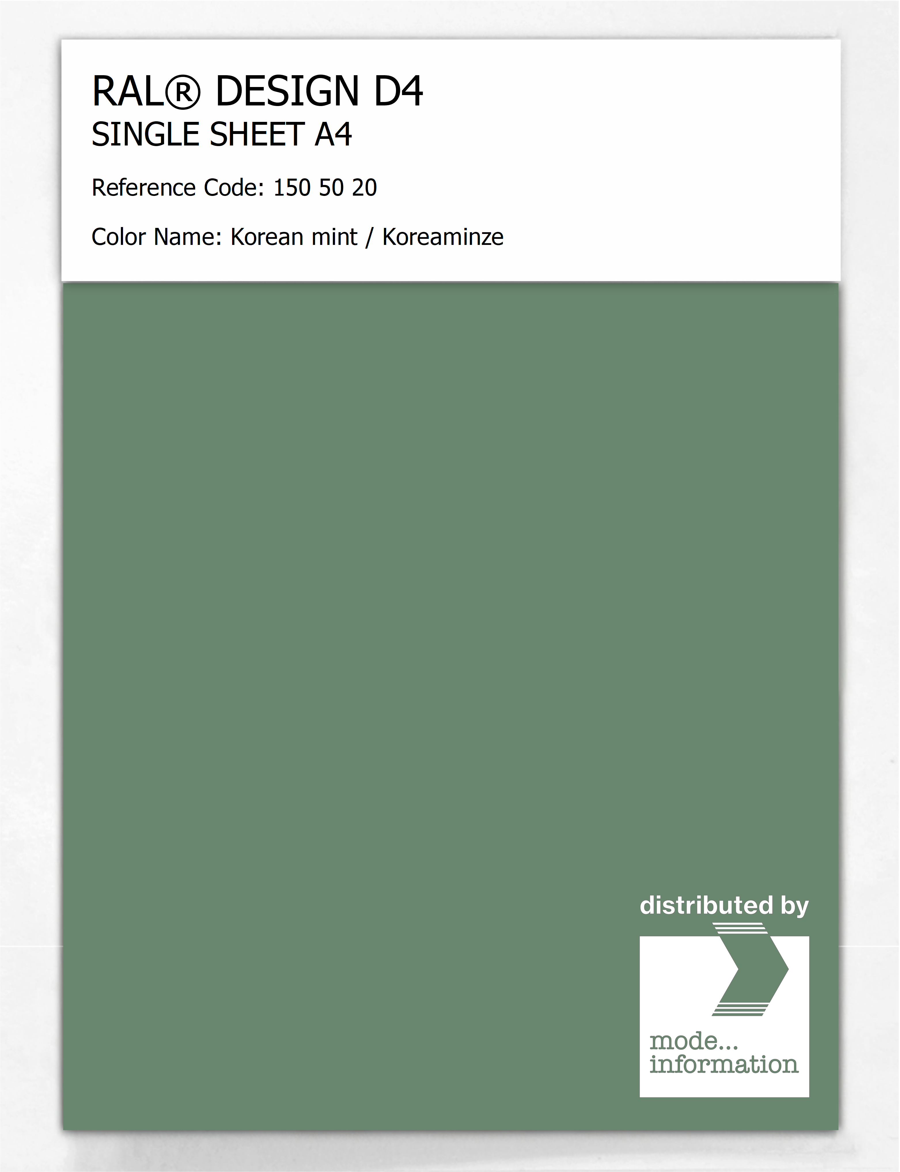 Product image 1 of the product “RAL® DESIGN D4 SINGLE SHEET A4 150 50 20 Korean mint / Koreaminze ”