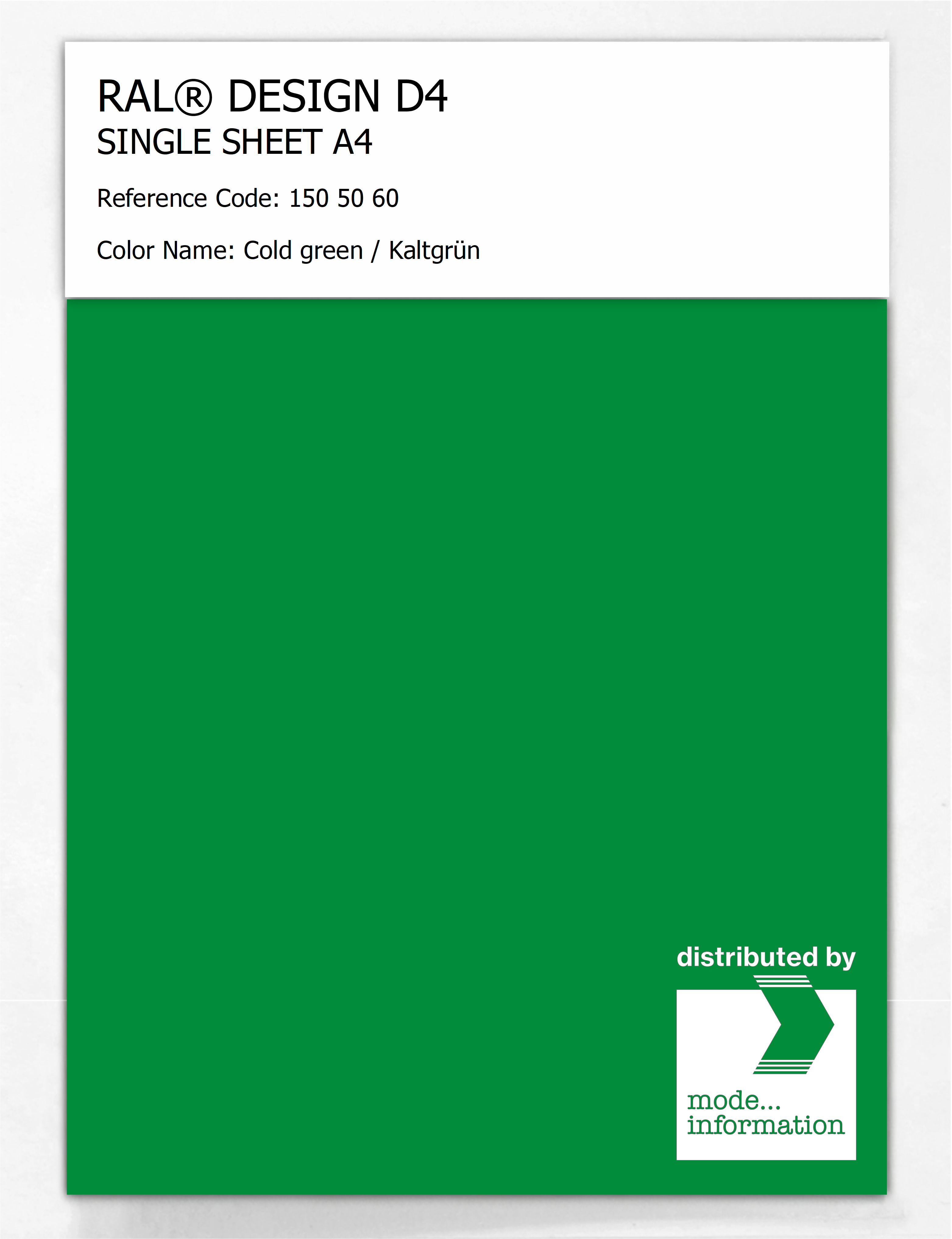 Product image 1 of the product “RAL® DESIGN D4 SINGLE SHEET A4 150 50 60 Cold green / Kaltgrün ”