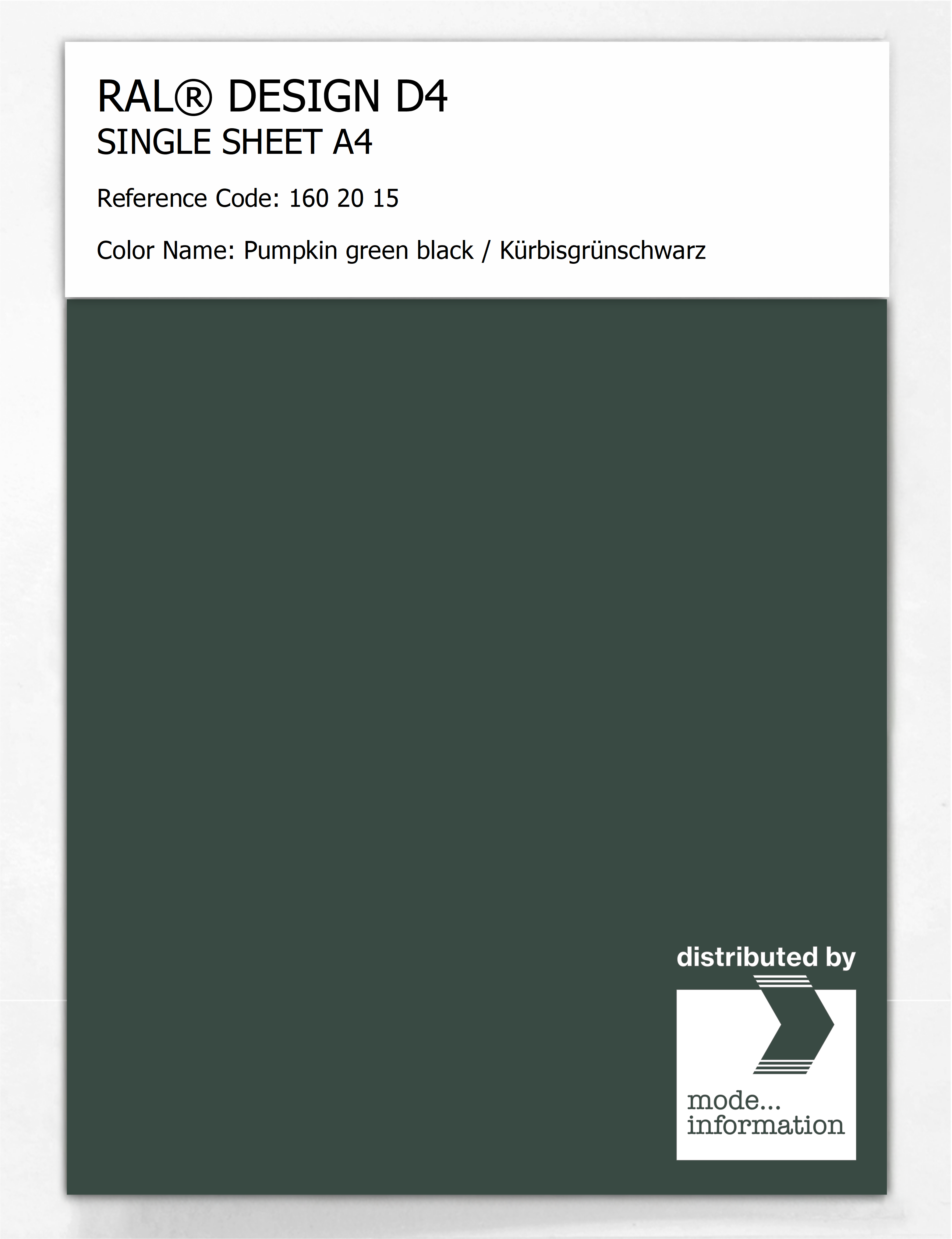 Artikelbild 1 des Artikels “RAL® DESIGN D4 SINGLE SHEET A4 160 20 15 Pumpkin green black / Kürbisgrünschwarz “