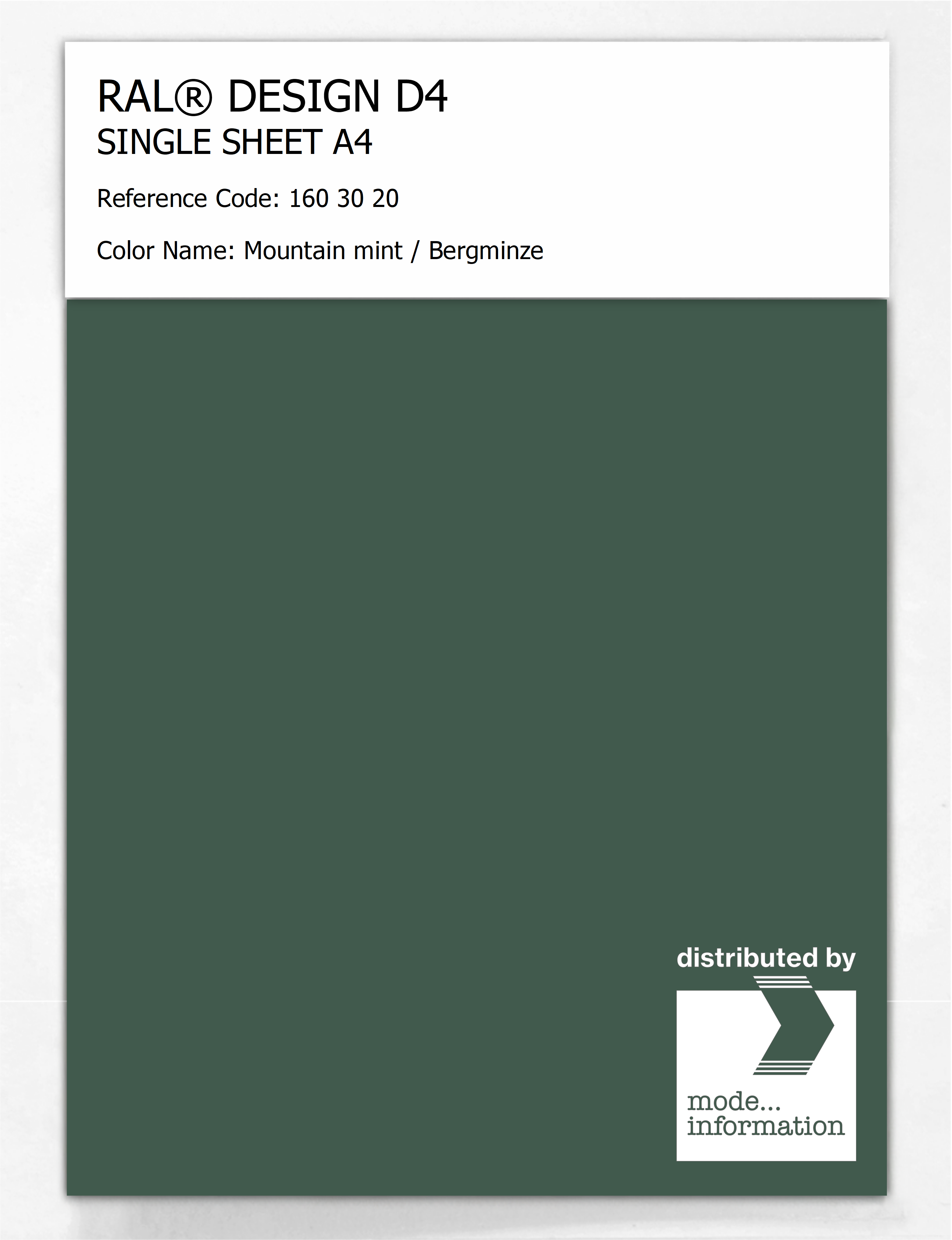 Artikelbild 1 des Artikels “RAL® DESIGN D4 SINGLE SHEET A4 160 30 20 Mountain mint / Bergminze “
