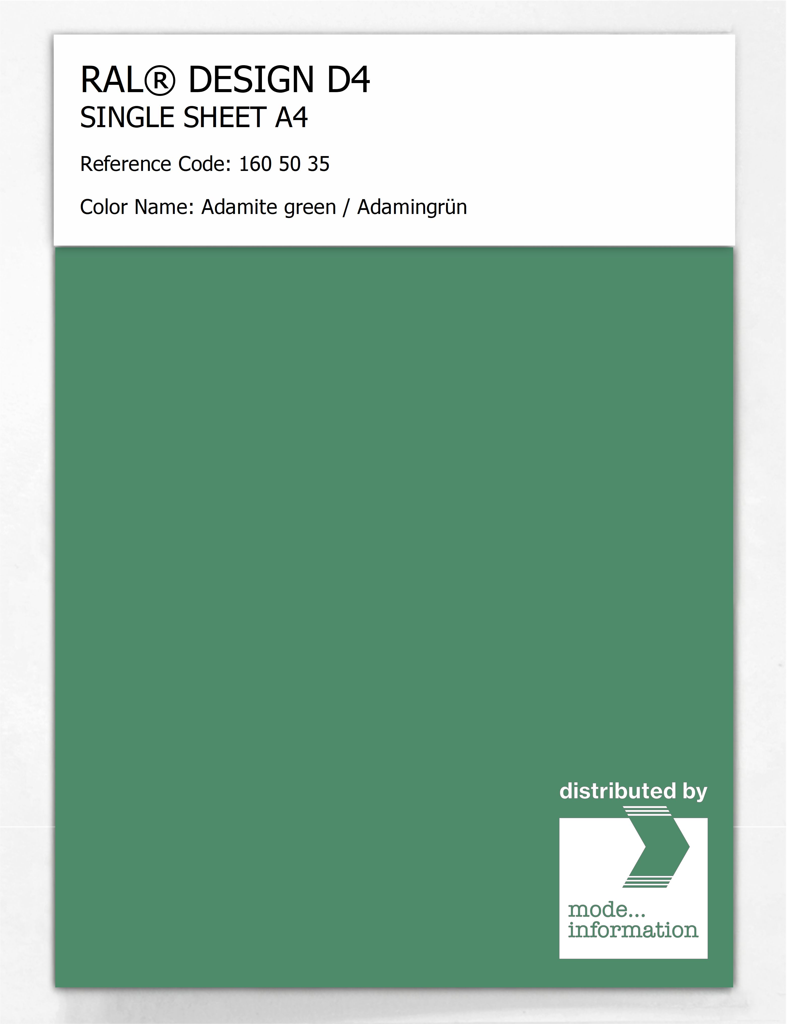 Artikelbild 1 des Artikels “RAL® DESIGN D4 SINGLE SHEET A4 160 50 35 Adamite green / Adamingrün “
