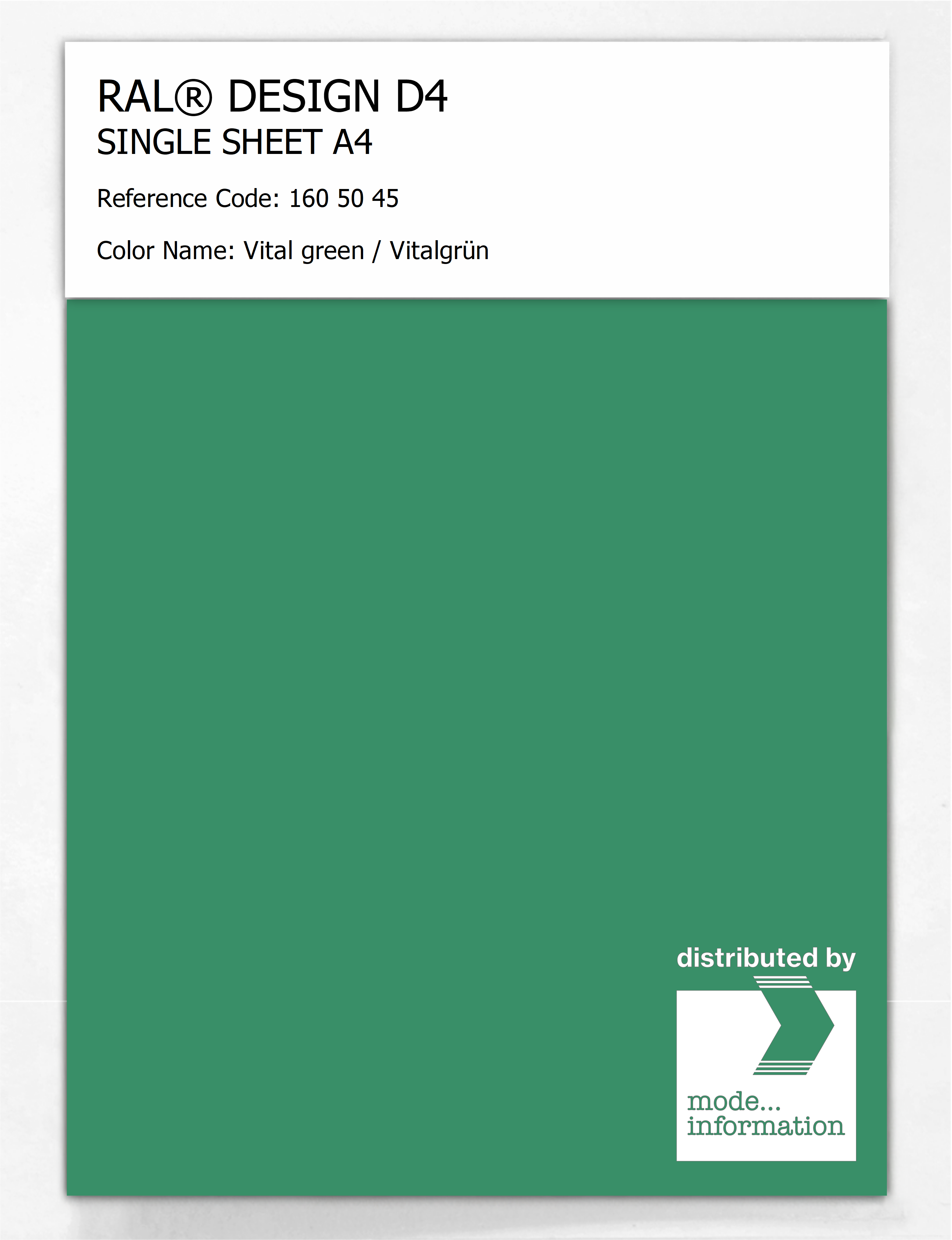 Artikelbild 1 des Artikels “RAL® DESIGN D4 SINGLE SHEET A4 160 50 45 Vital green / Vitalgrün “