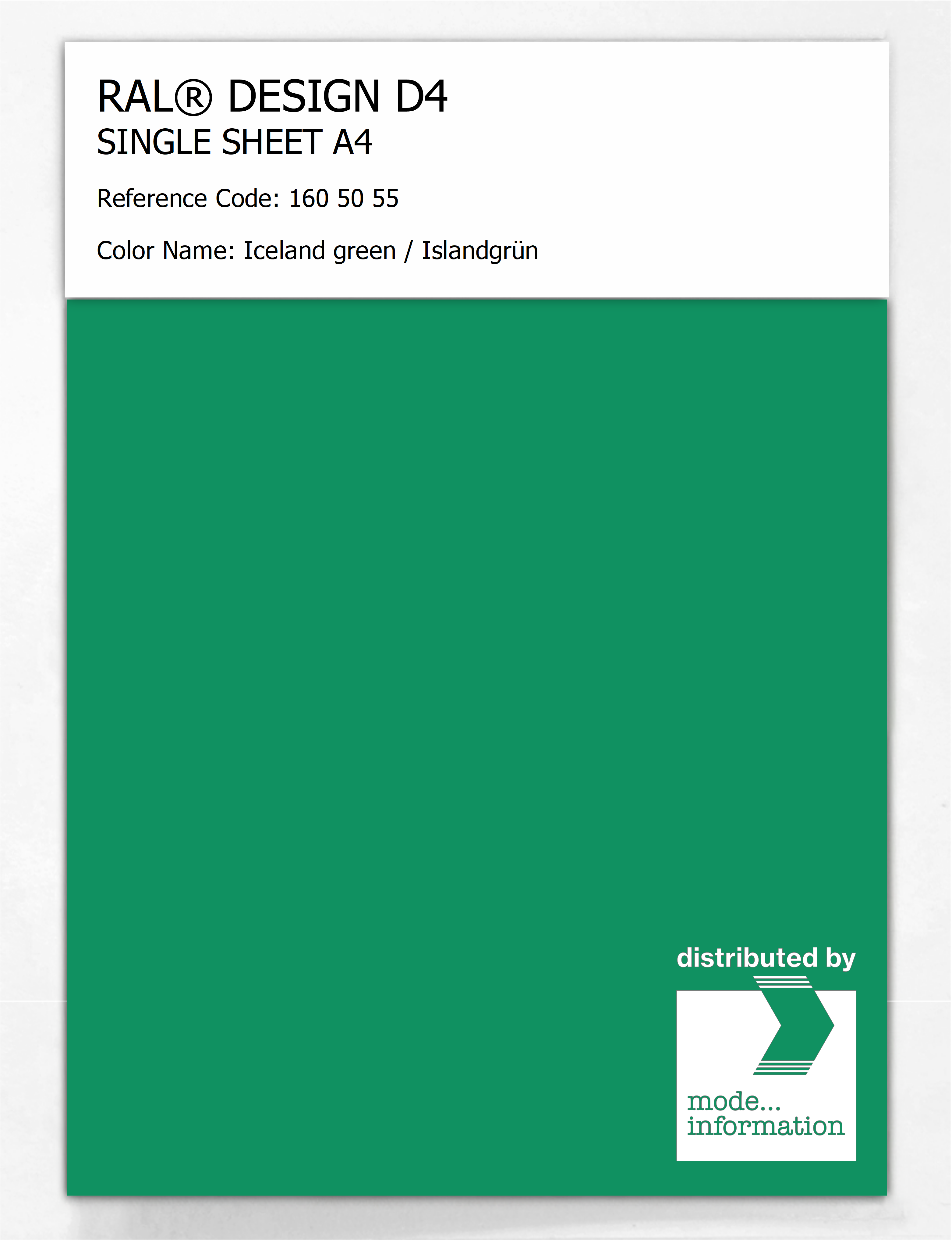 Artikelbild 1 des Artikels “RAL® DESIGN D4 SINGLE SHEET A4 160 50 55 Iceland green / Islandgrün “
