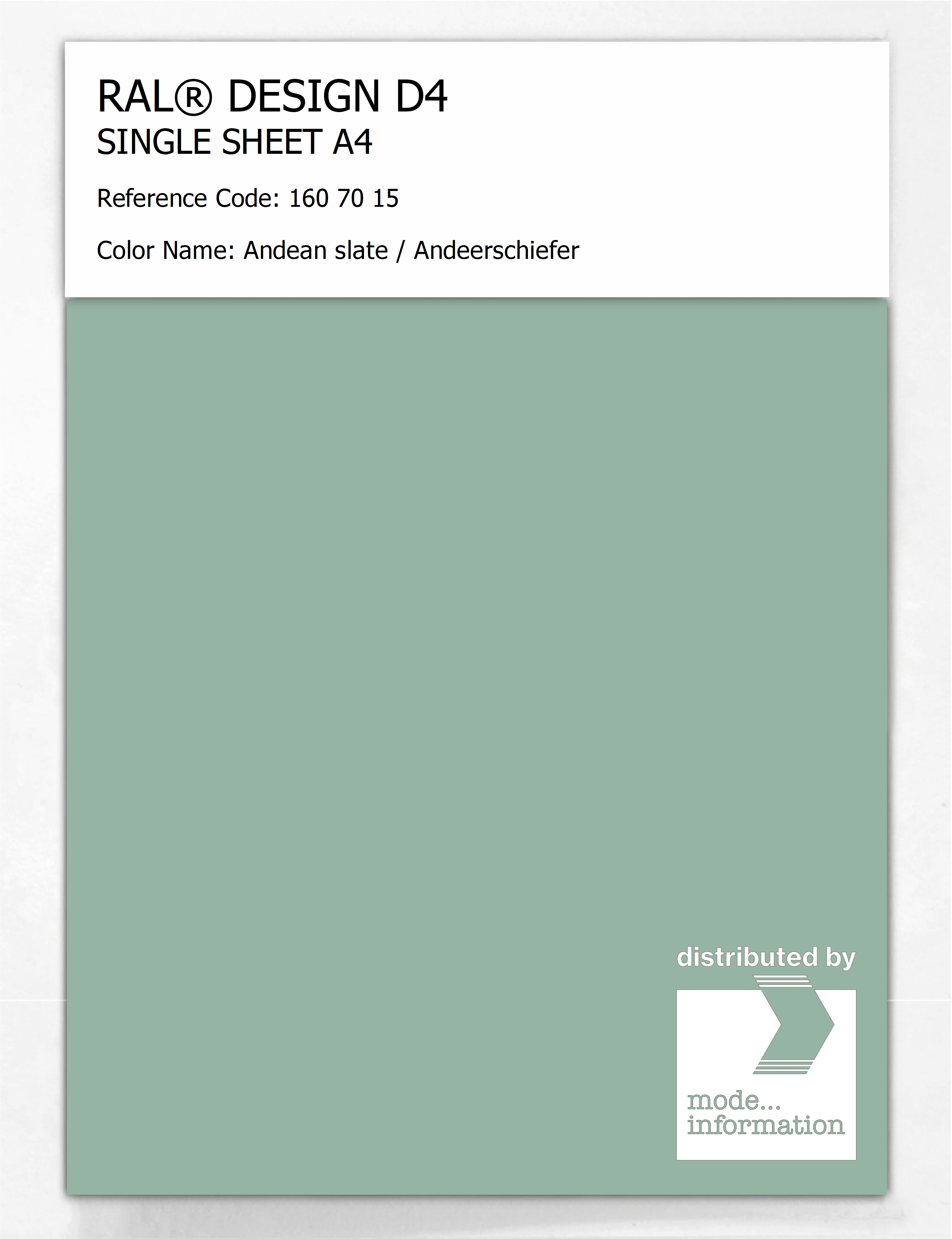 Product image 1 of the product “RAL® DESIGN D4 SINGLE SHEET A4 160 70 15 Andean slate / Andeerschiefer ”