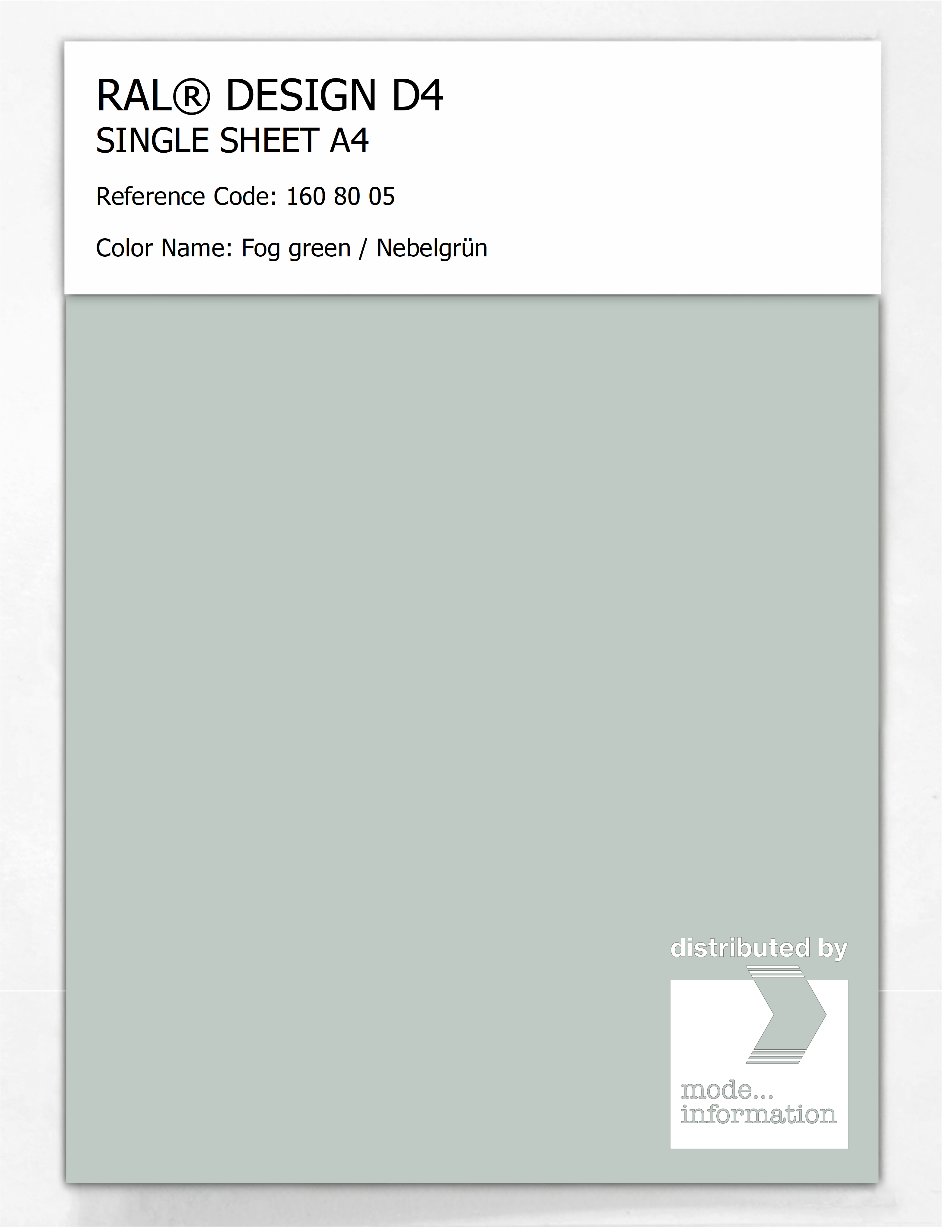 Artikelbild 1 des Artikels “RAL® DESIGN D4 SINGLE SHEET A4 160 80 05 Fog green / Nebelgrün “