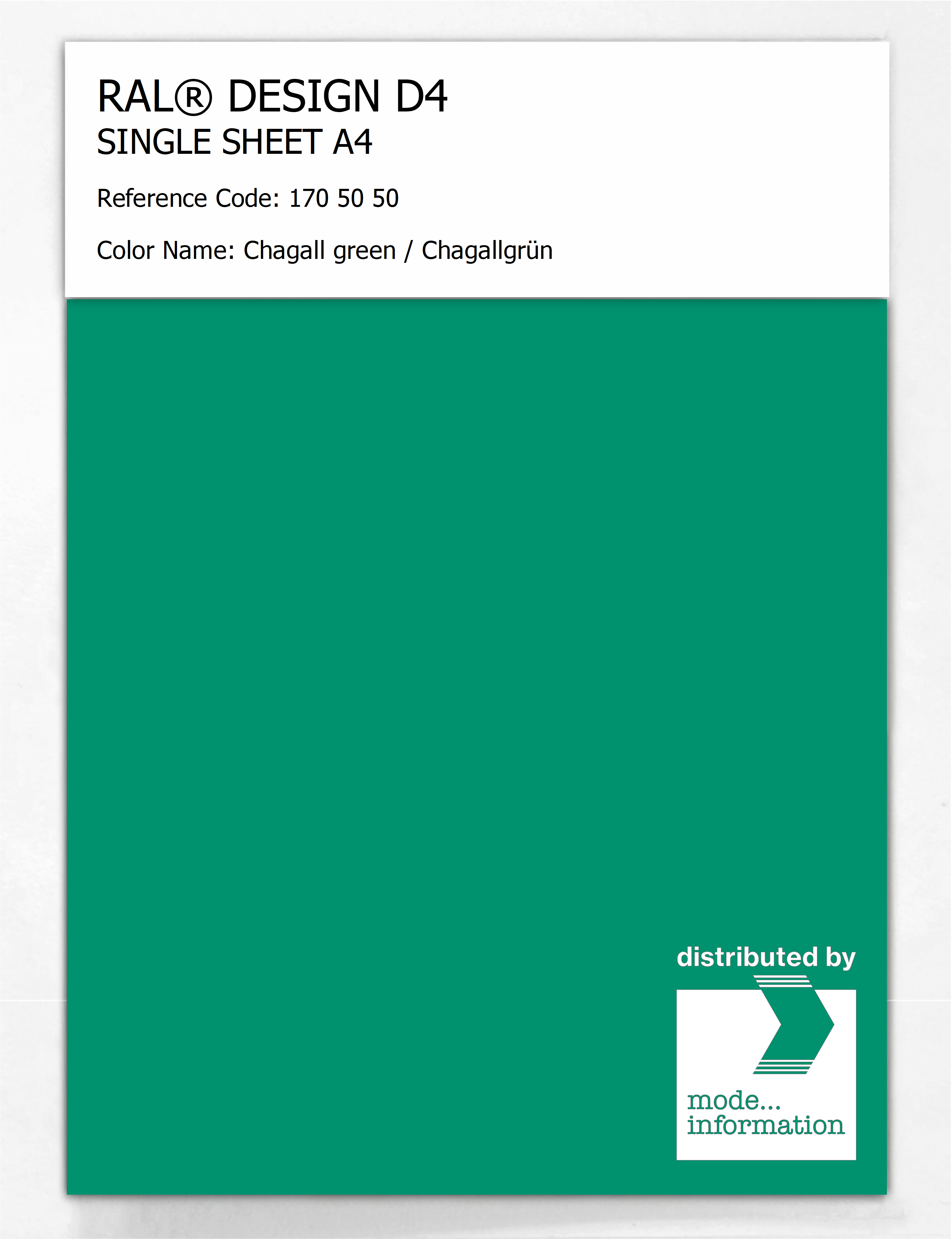 Product image 1 of the product “RAL® DESIGN D4 SINGLE SHEET A4 170 50 50 Chagall green / Chagallgrün ”
