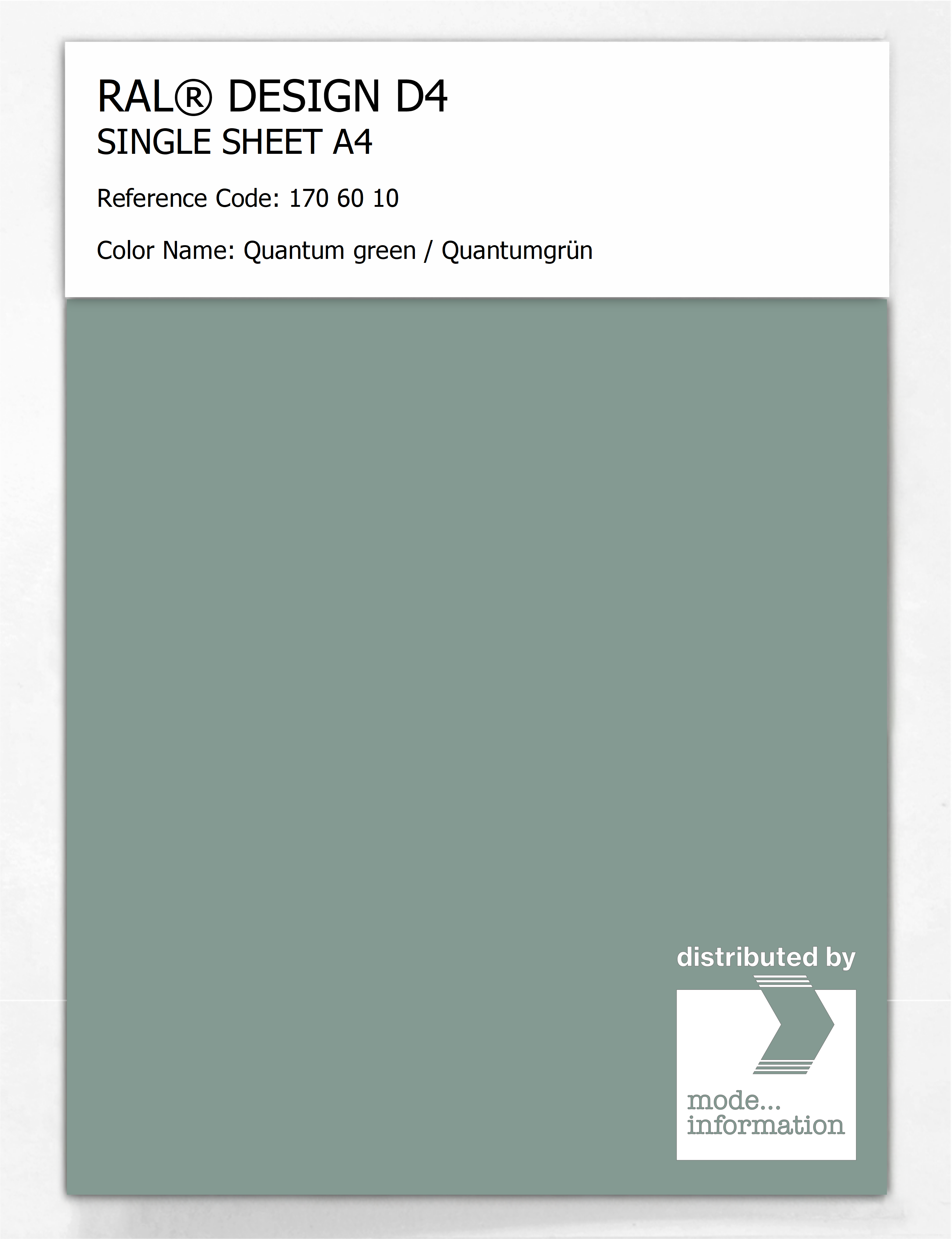 Artikelbild 1 des Artikels “RAL® DESIGN D4 SINGLE SHEET A4 170 60 10 Quantum green / Quantumgrün “