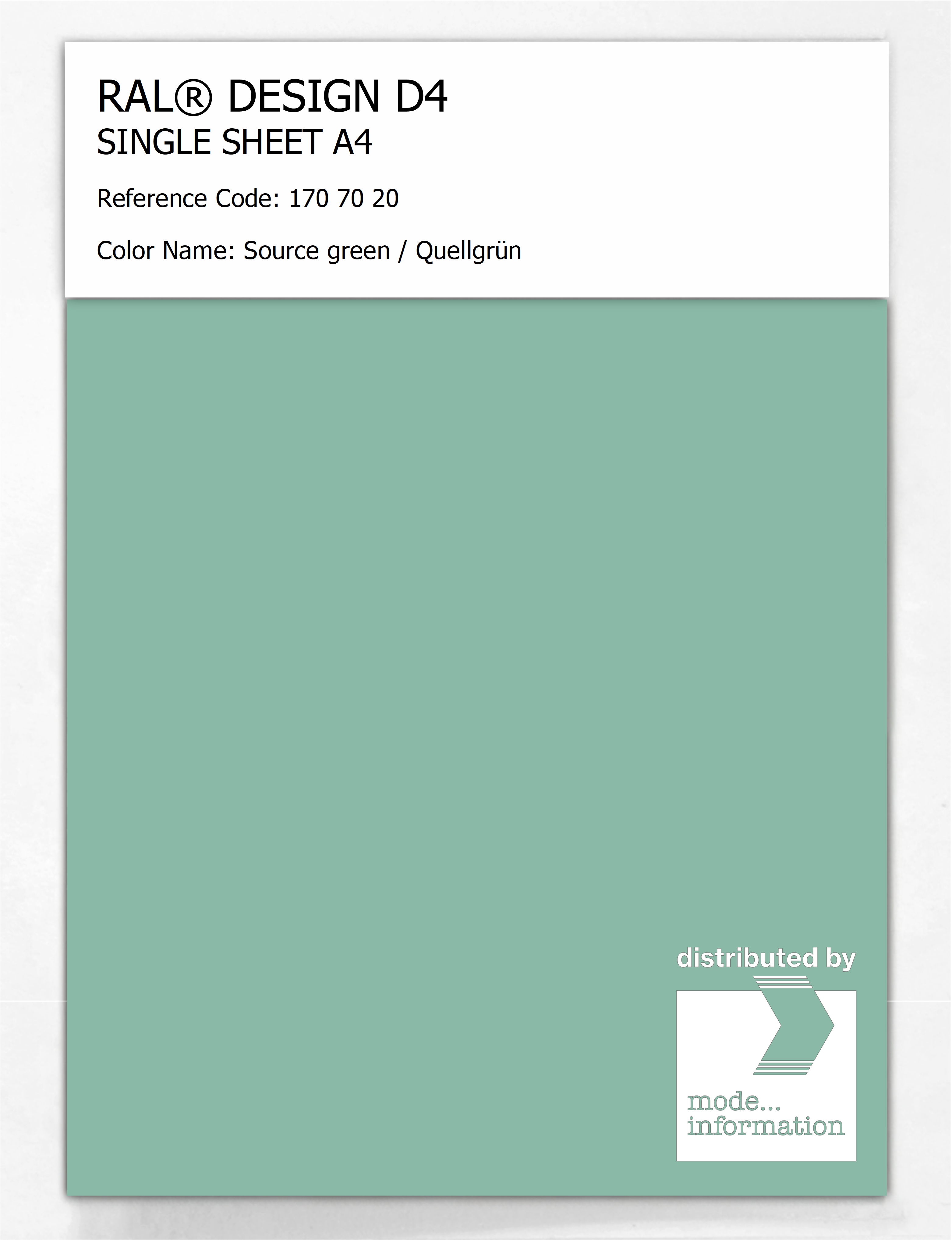 Artikelbild 1 des Artikels “RAL® DESIGN D4 SINGLE SHEET A4 170 70 20 Source green / Quellgrün “