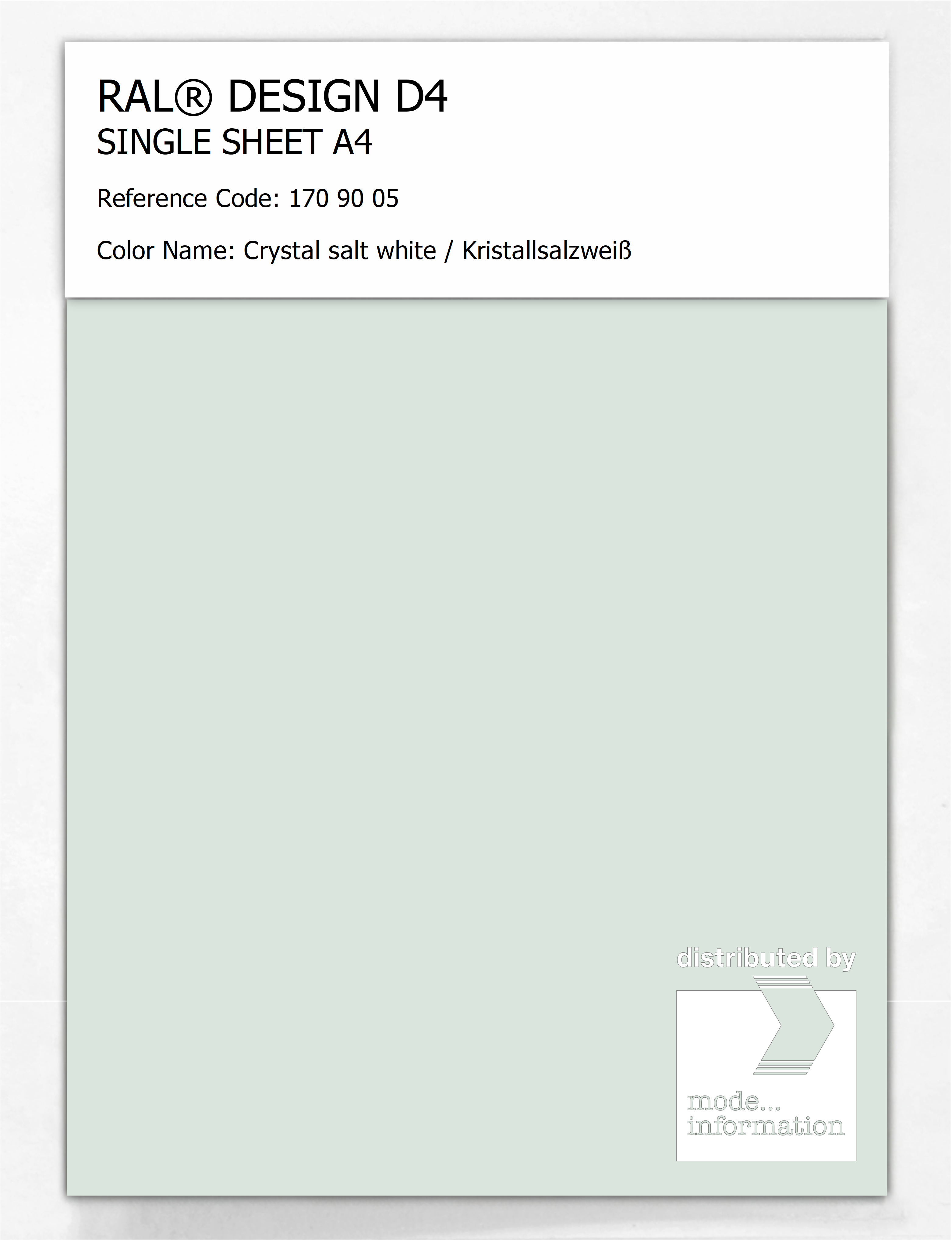 Artikelbild 1 des Artikels “RAL® DESIGN D4 SINGLE SHEET A4 170 90 05 Crystal salt white / Kristallsalzweiß “