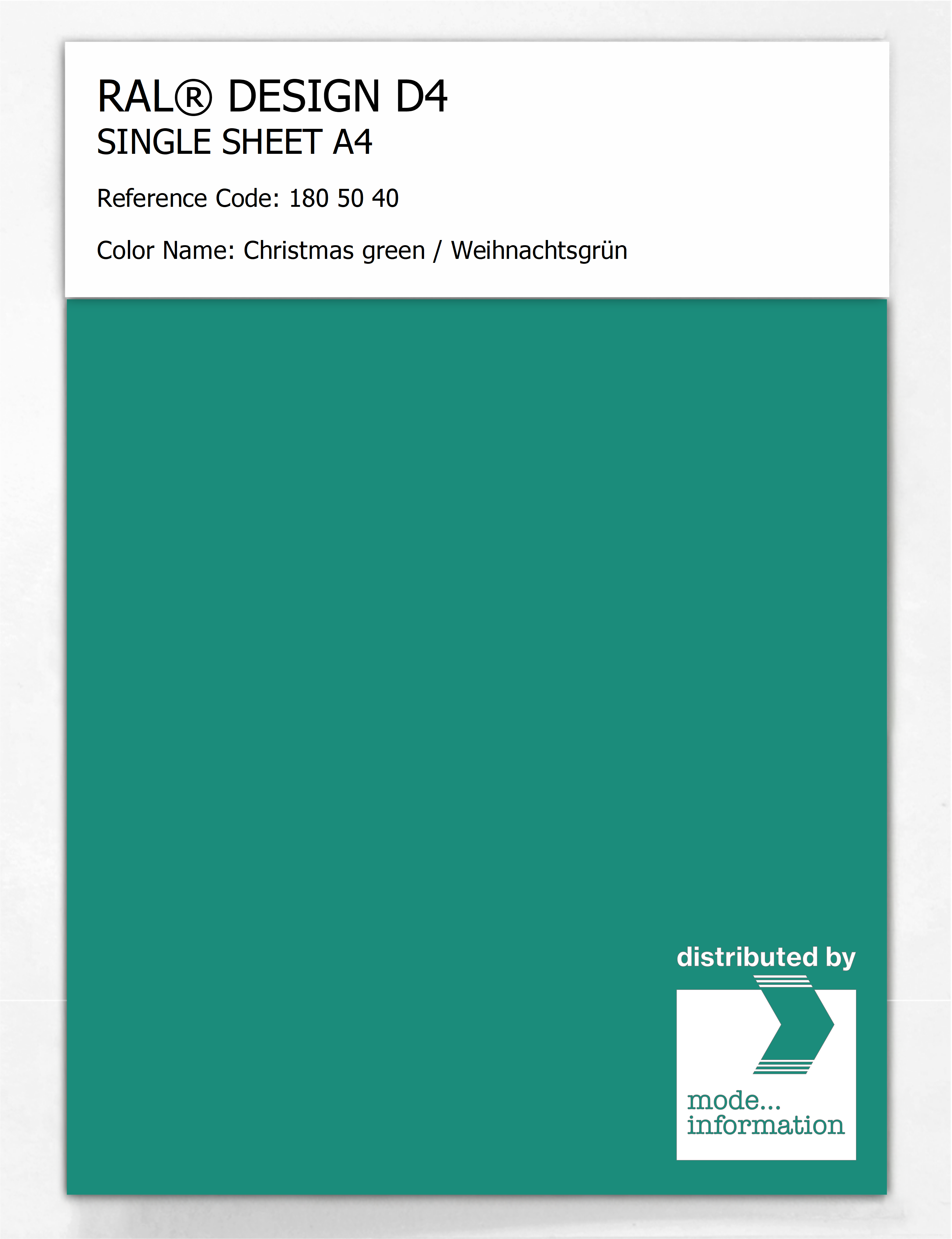 Artikelbild 1 des Artikels “RAL® DESIGN D4 SINGLE SHEET A4 180 50 40 Christmas green / Weihnachtsgrün “
