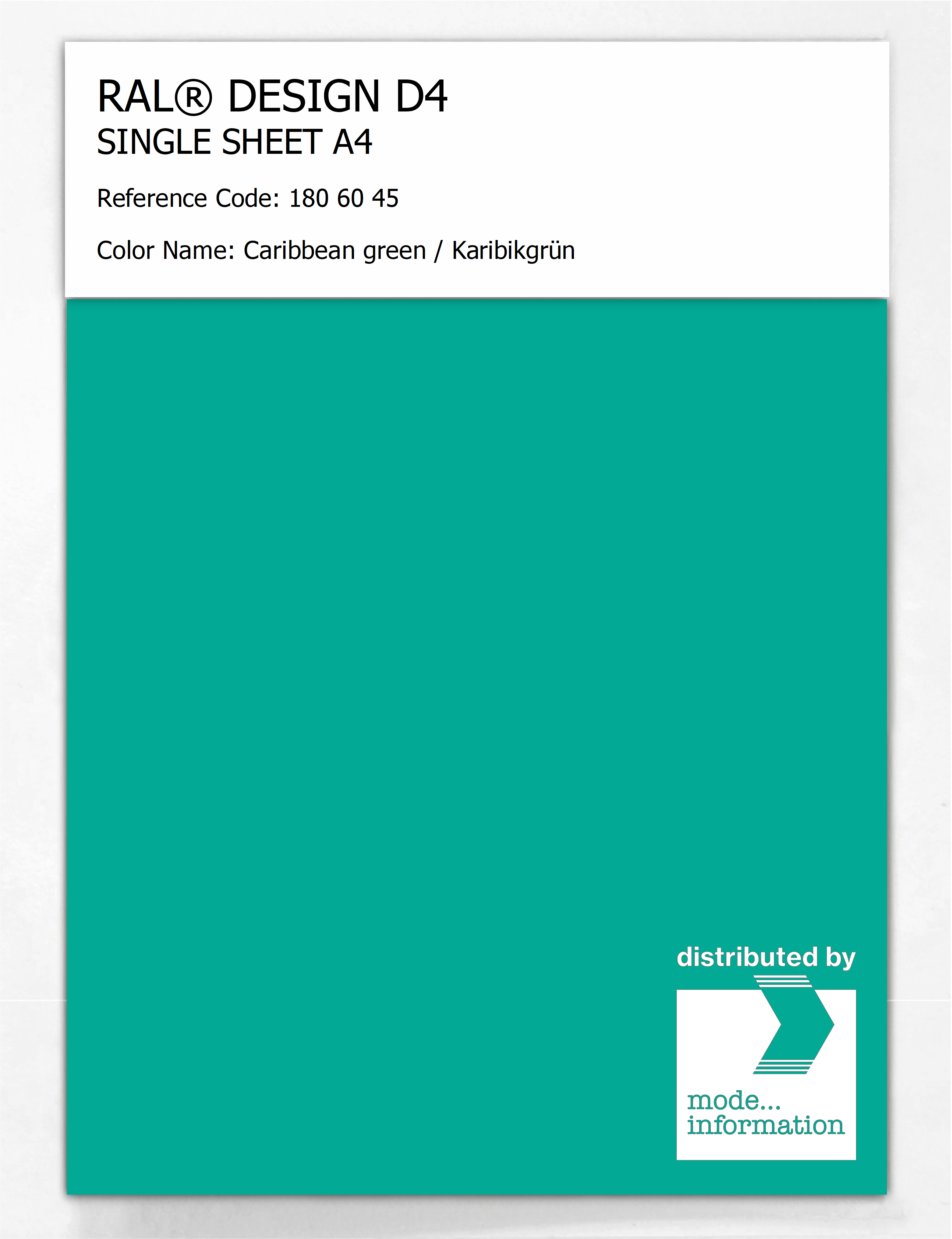 Artikelbild 1 des Artikels “RAL® DESIGN D4 SINGLE SHEET A4 180 60 45 Caribbean green / Karibikgrün “