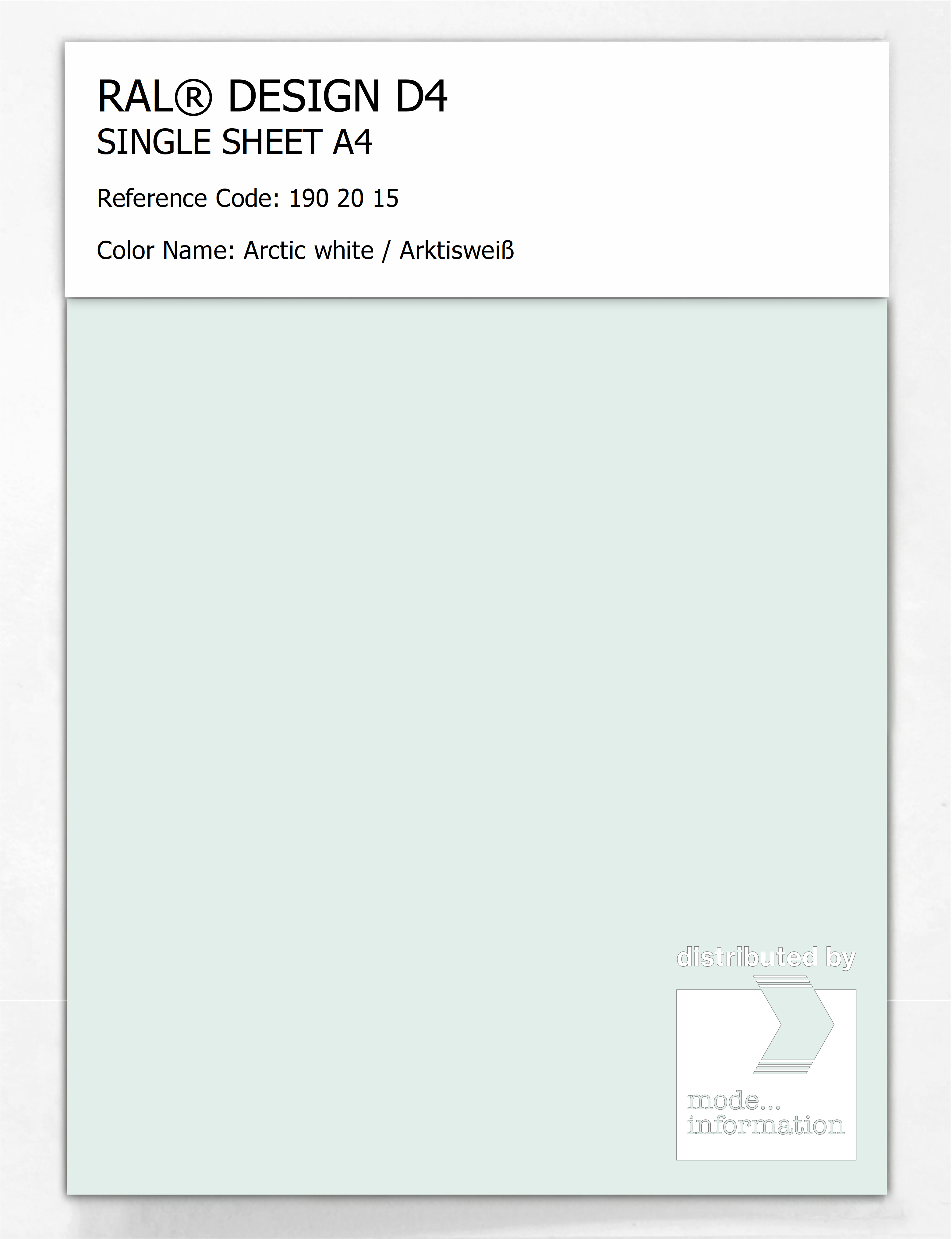 Artikelbild 1 des Artikels “RAL® DESIGN D4 SINGLE SHEET A4 190 20 15 Arctic white / Arktisweiß “
