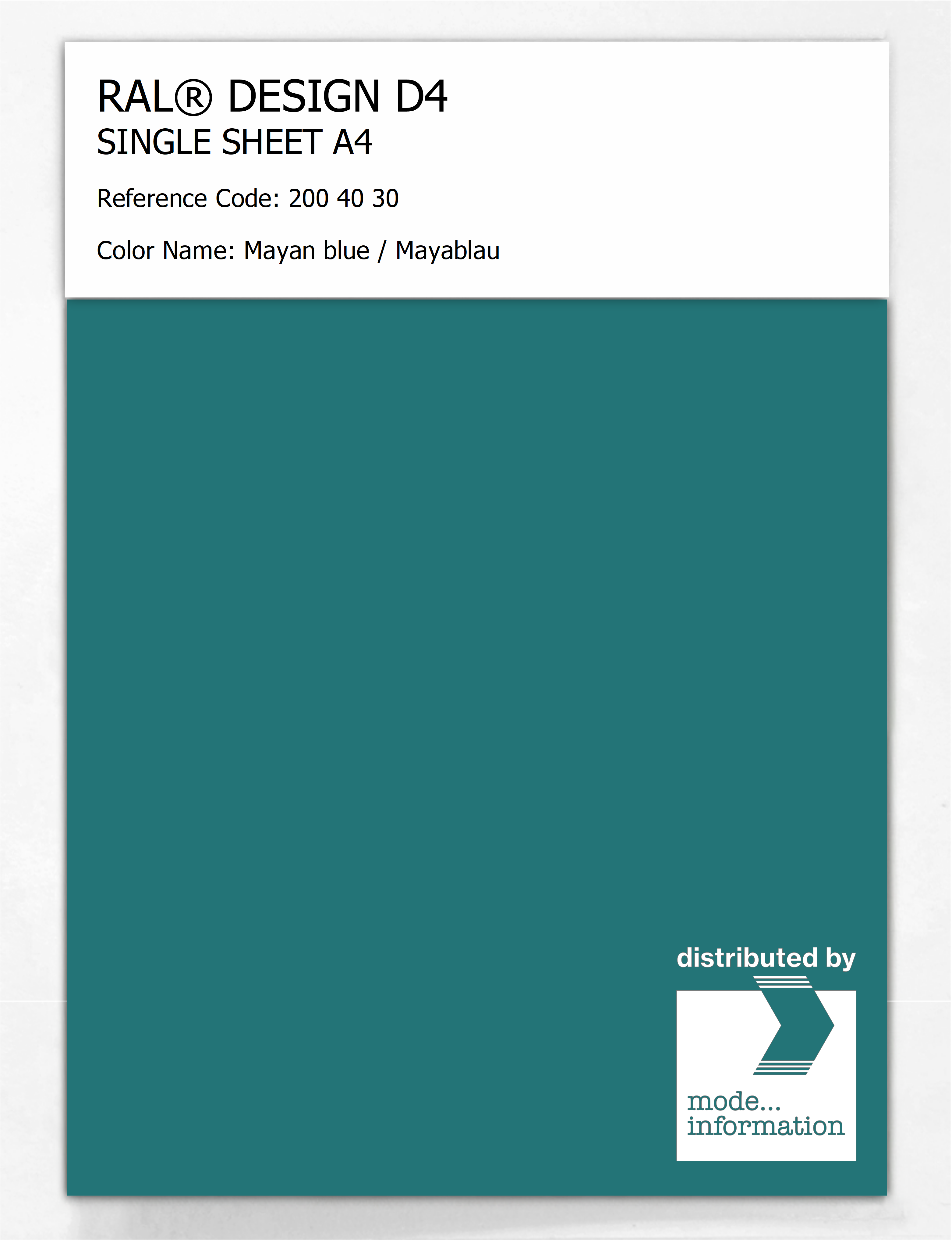 Artikelbild 1 des Artikels “RAL® DESIGN D4 SINGLE SHEET A4 200 40 30 Mayan blue / Mayablau “