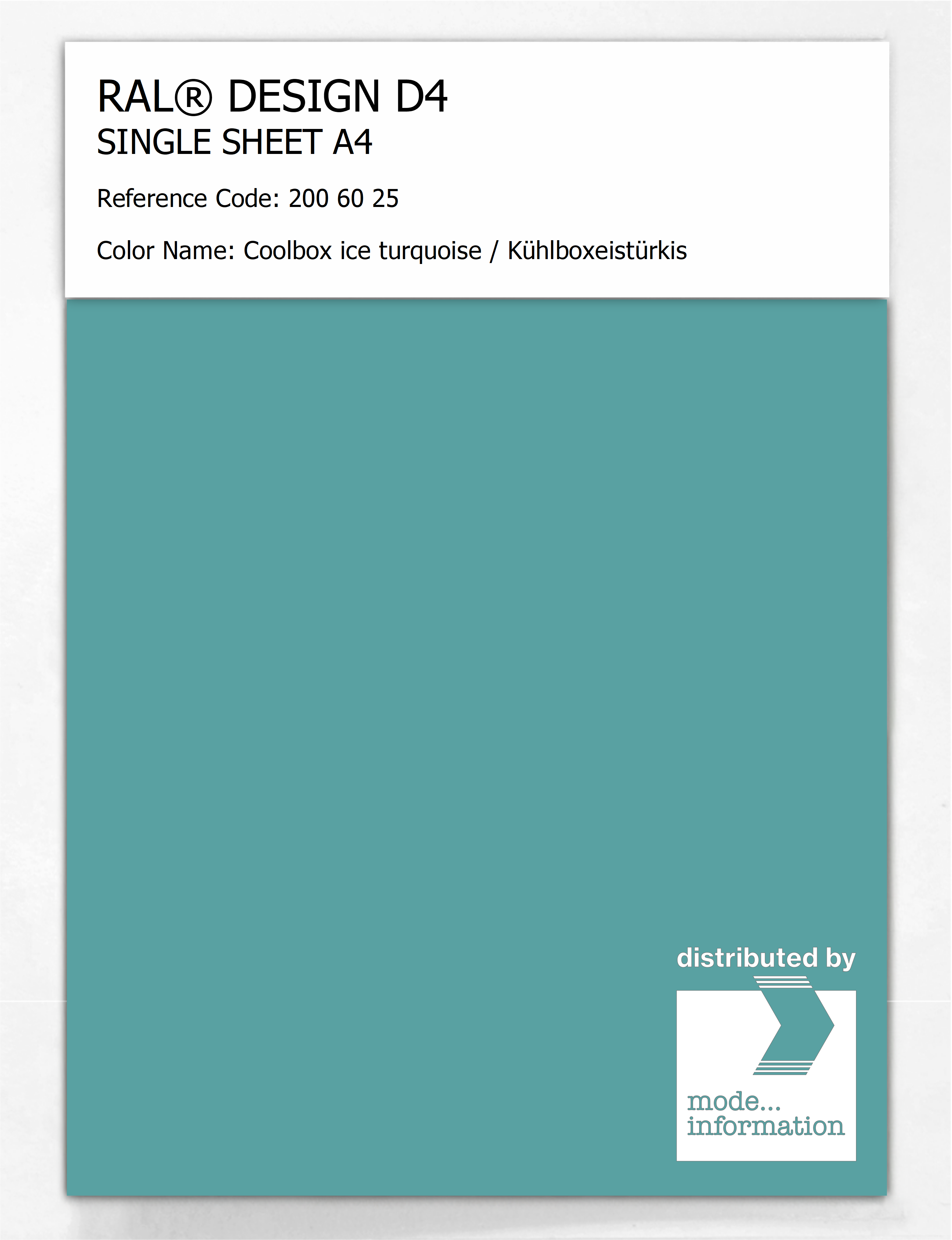 Product image 1 of the product “RAL® DESIGN D4 SINGLE SHEET A4 200 60 25 Coolbox ice turquoise / Kühlboxeistürkis ”