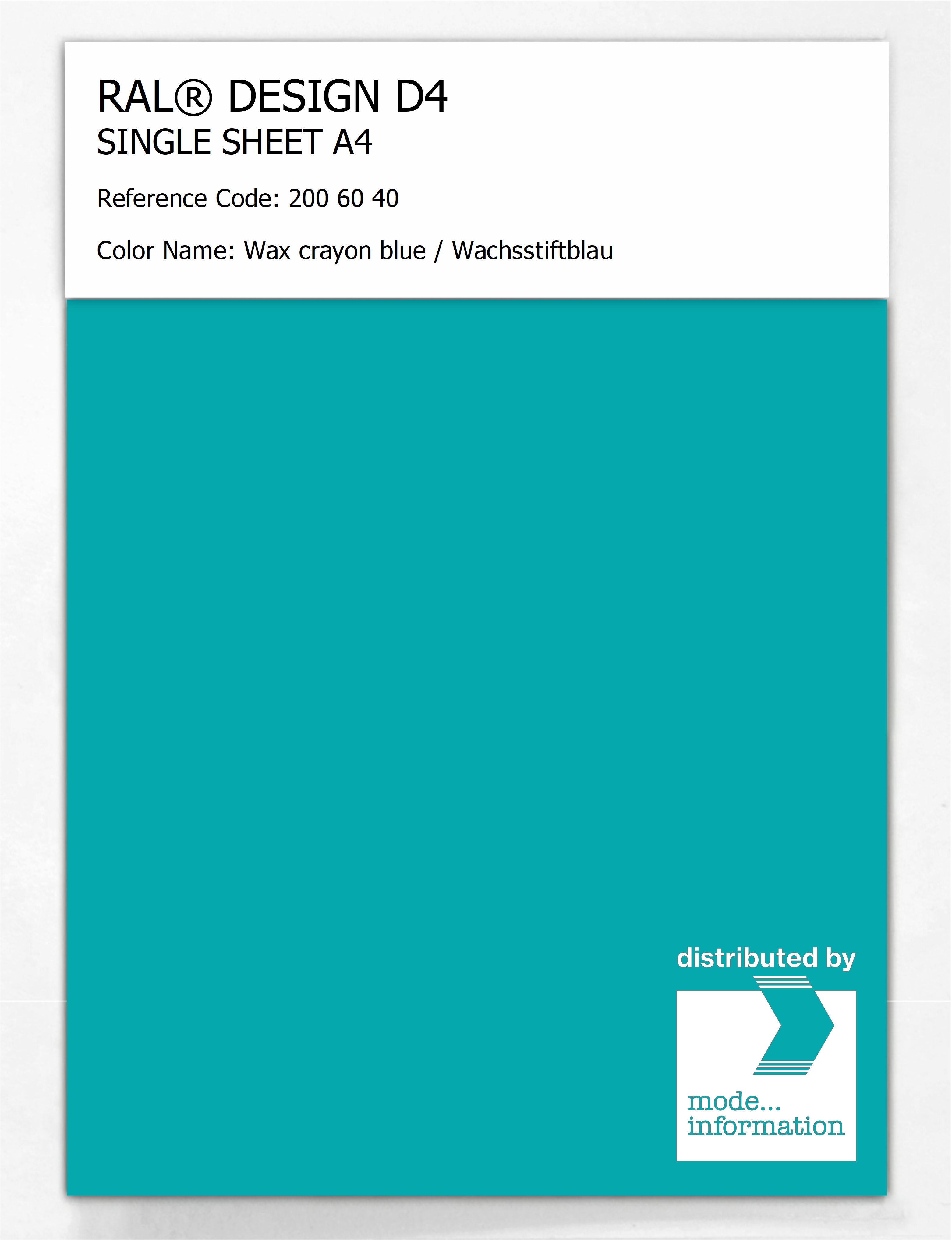 Product image 1 of the product “RAL® DESIGN D4 SINGLE SHEET A4 200 60 40 Wax crayon blue / Wachsstiftblau ”