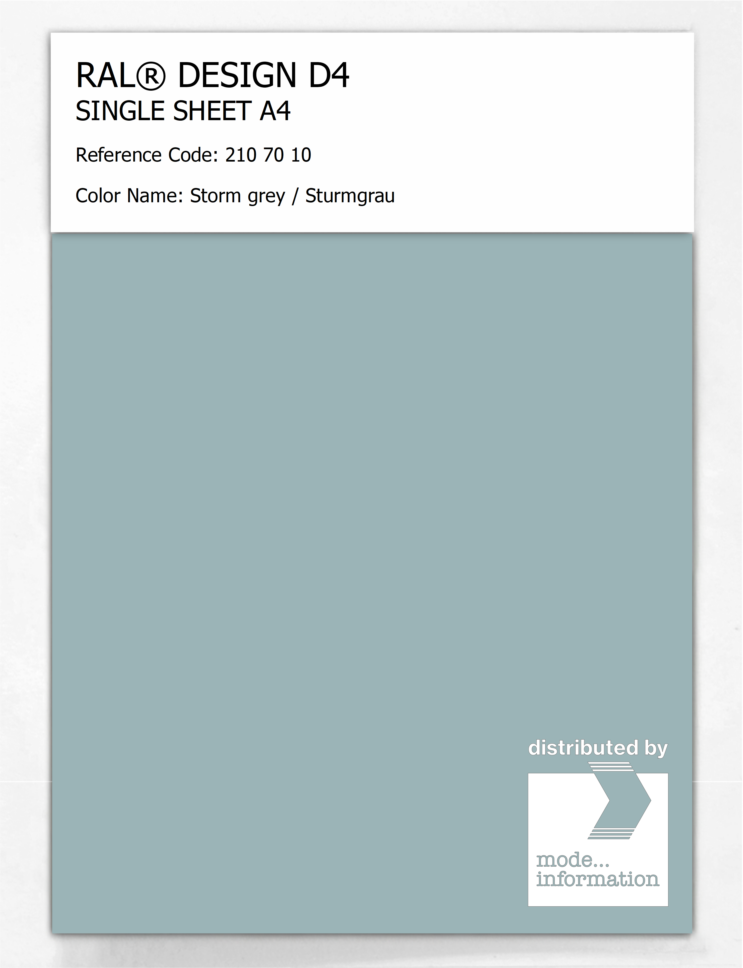 Artikelbild 1 des Artikels “RAL® DESIGN D4 SINGLE SHEET A4 210 70 10 Storm grey / Sturmgrau “