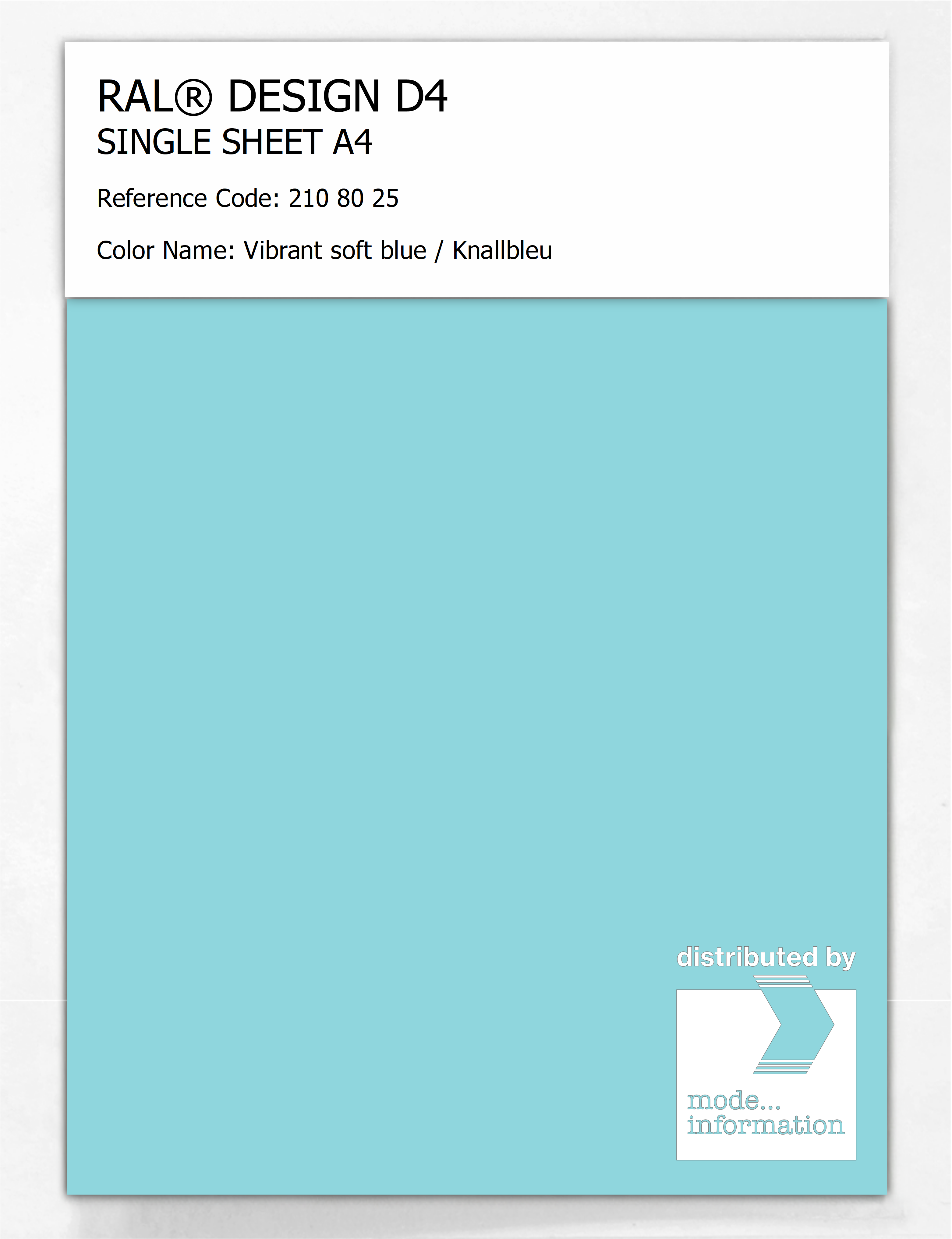 Artikelbild 1 des Artikels “RAL® DESIGN D4 SINGLE SHEET A4 210 80 25 Vibrant soft blue / Knallbleu “