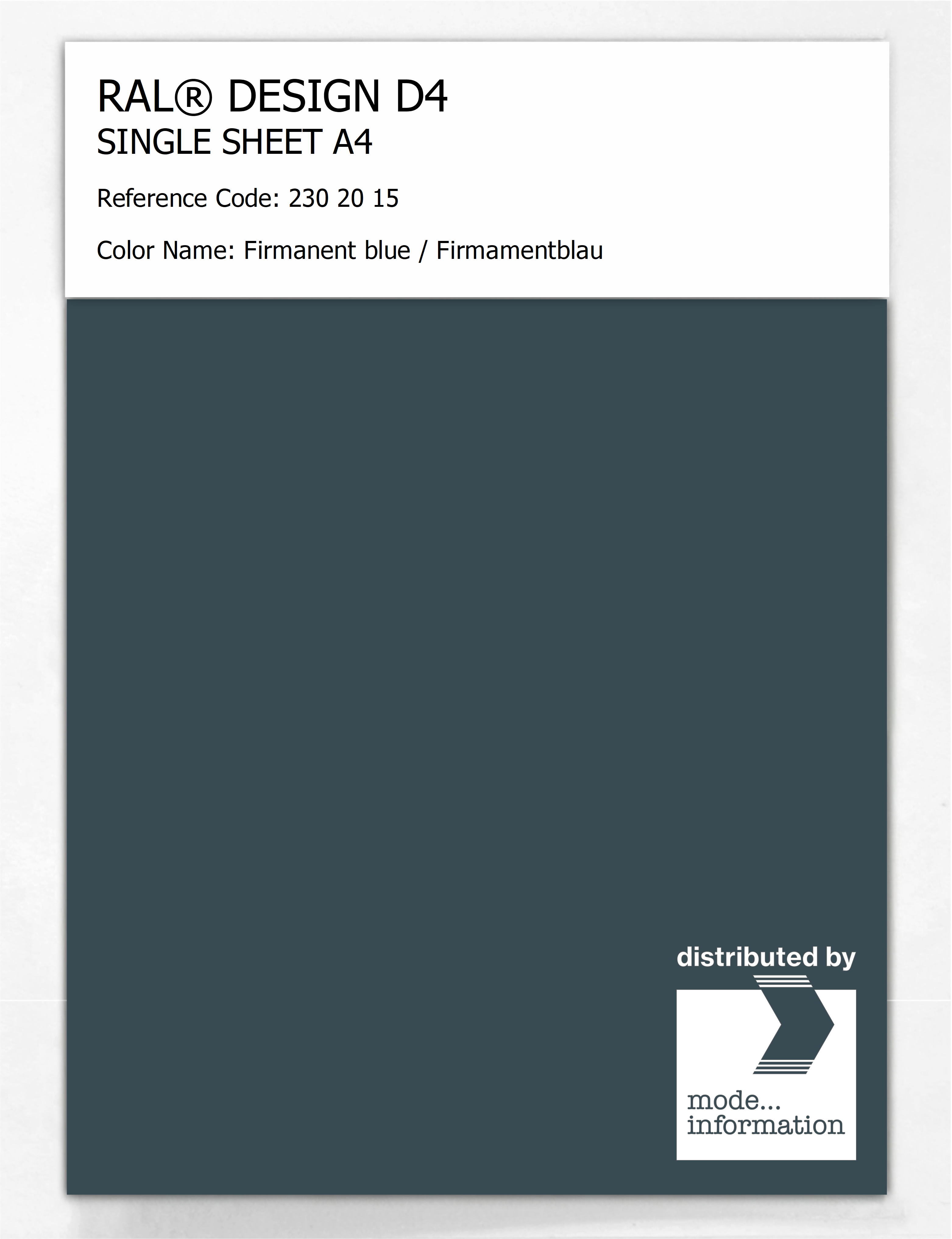 Product image 1 of the product “RAL® DESIGN D4 SINGLE SHEET A4 230 20 15 Firmanent blue / Firmamentblau ”