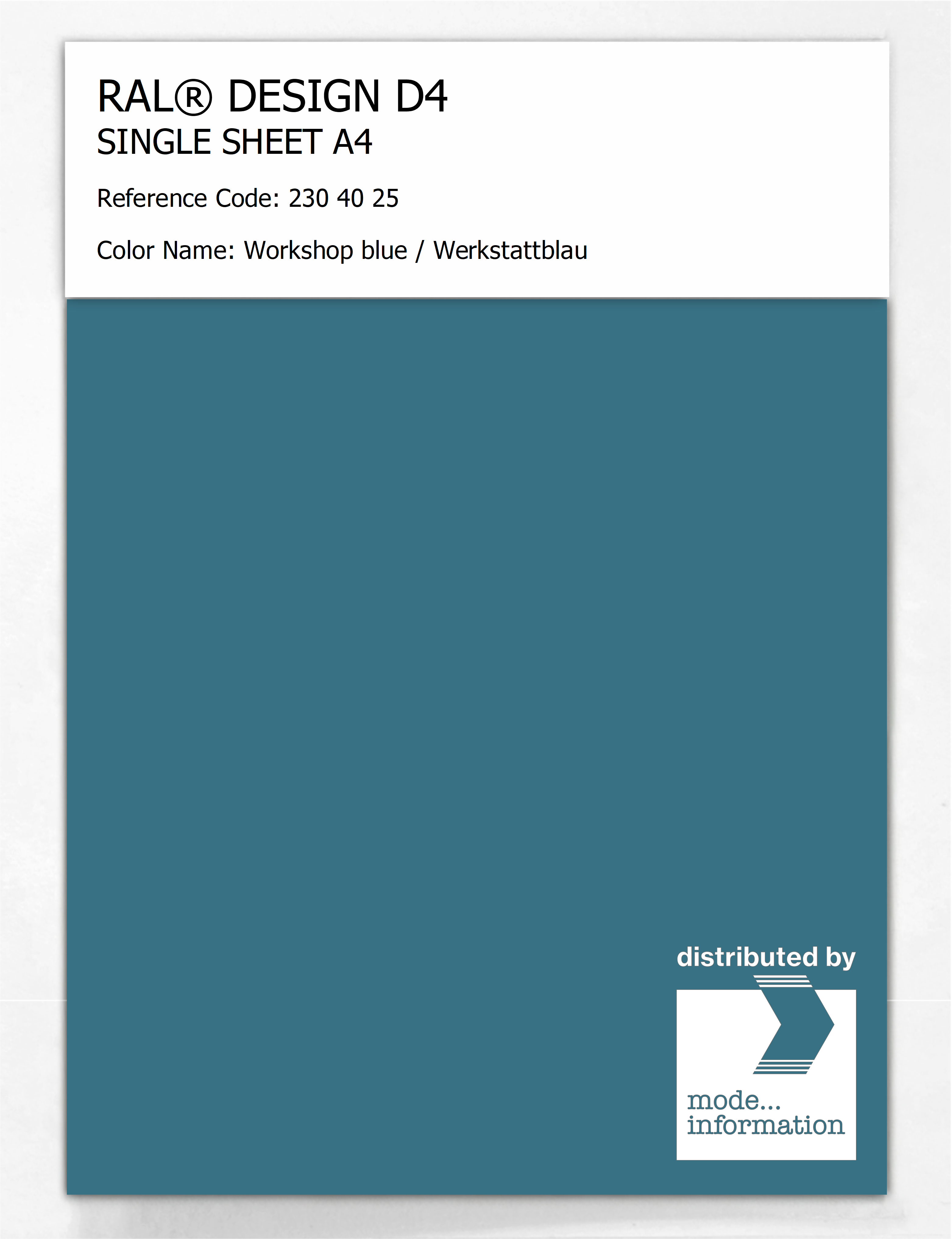 Artikelbild 1 des Artikels “RAL® DESIGN D4 SINGLE SHEET A4 230 40 25 Workshop blue / Werkstattblau “