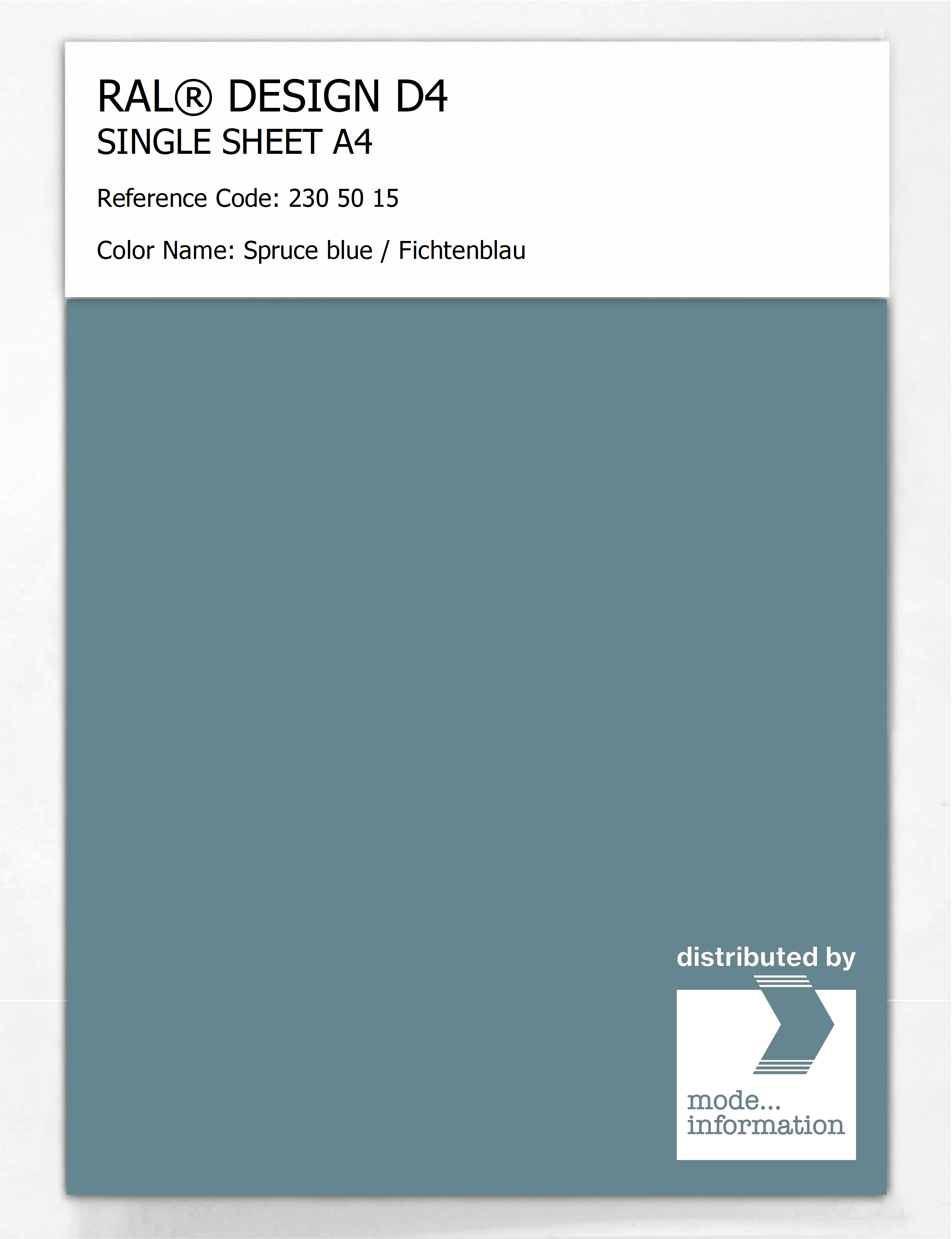 Artikelbild 1 des Artikels “RAL® DESIGN D4 SINGLE SHEET A4 230 50 15 Spruce blue / Fichtenblau “