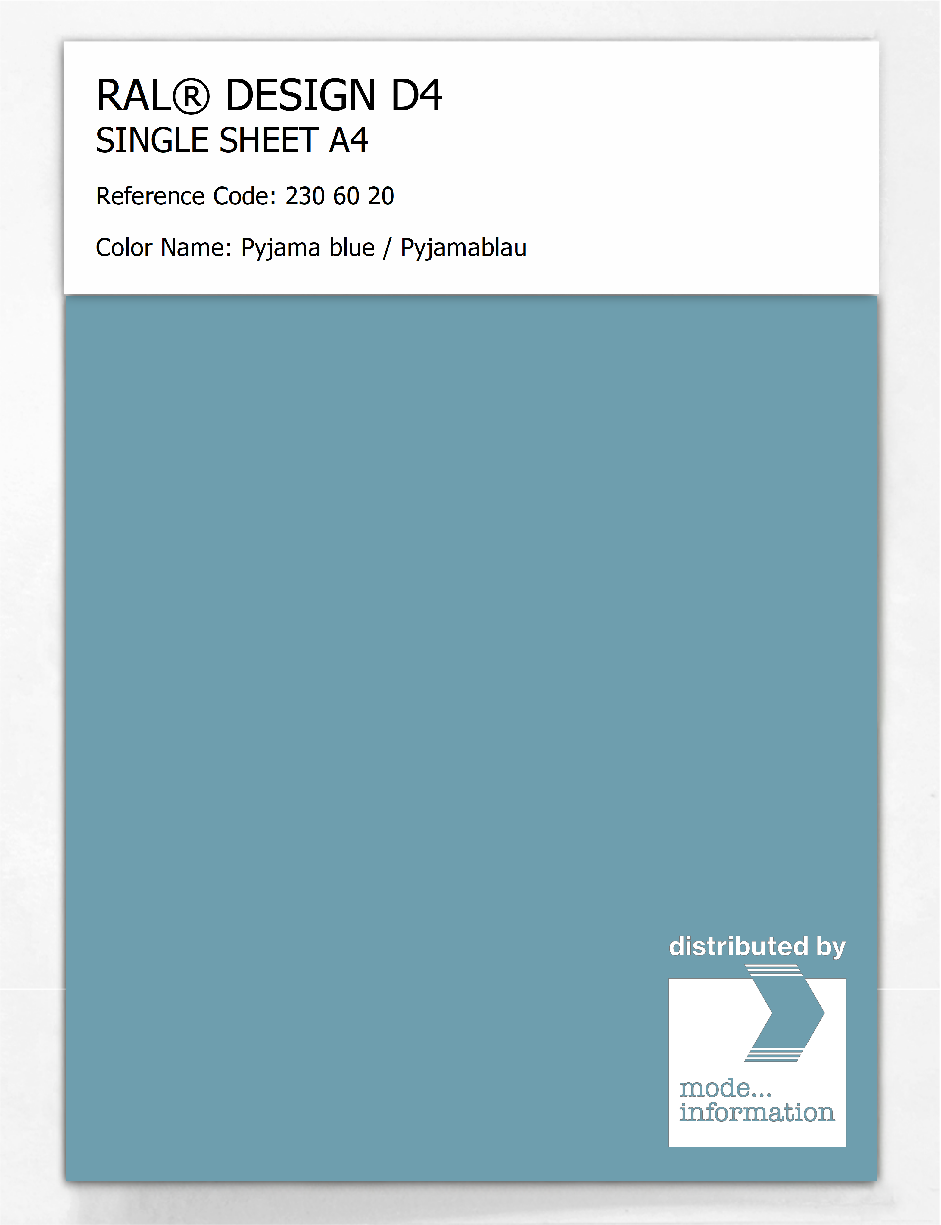 Product image 1 of the product “RAL® DESIGN D4 SINGLE SHEET A4 230 60 20 Pyjama blue / Pyjamablau ”