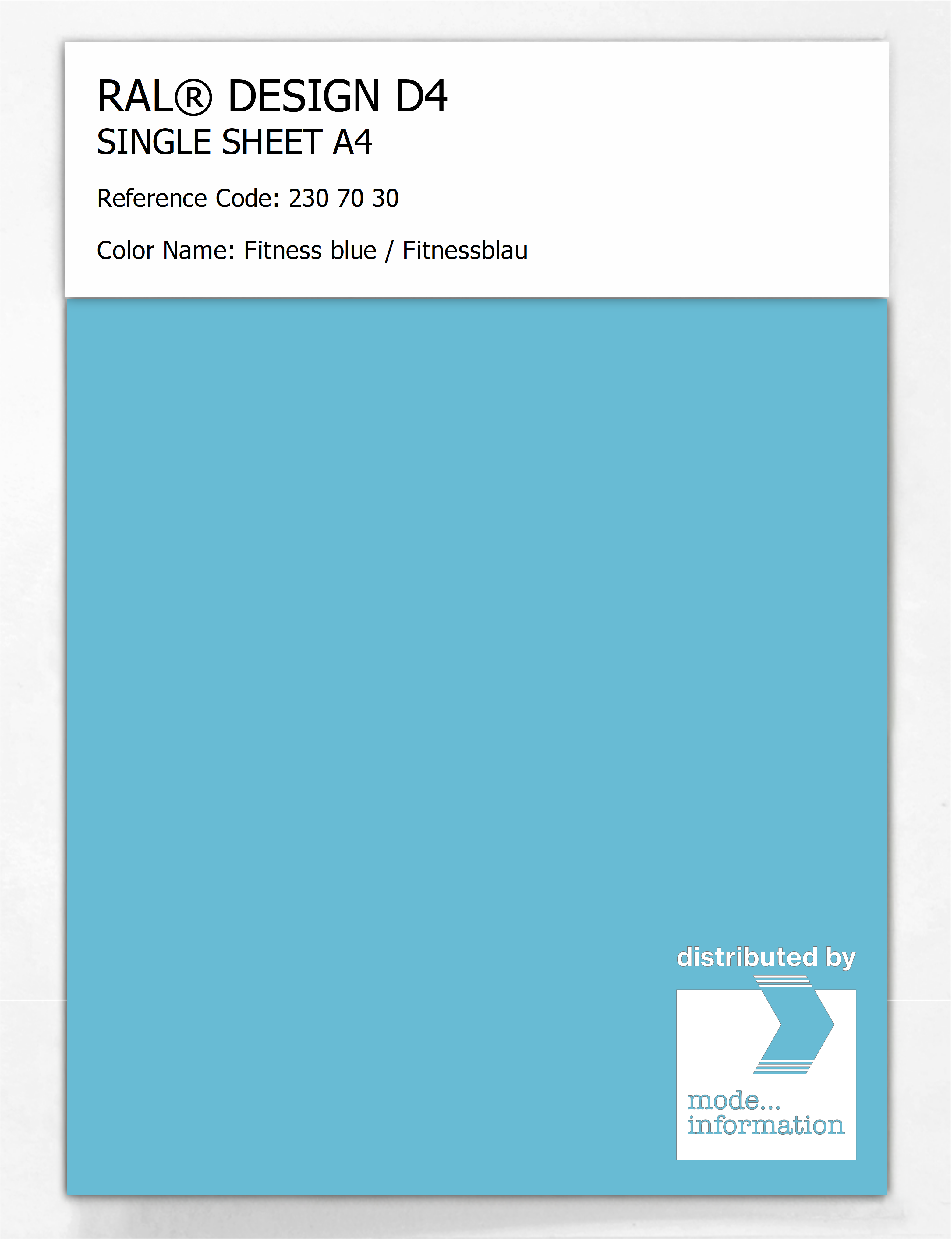 Artikelbild 1 des Artikels “RAL® DESIGN D4 SINGLE SHEET A4 230 70 30 Fitness blue / Fitnessblau “