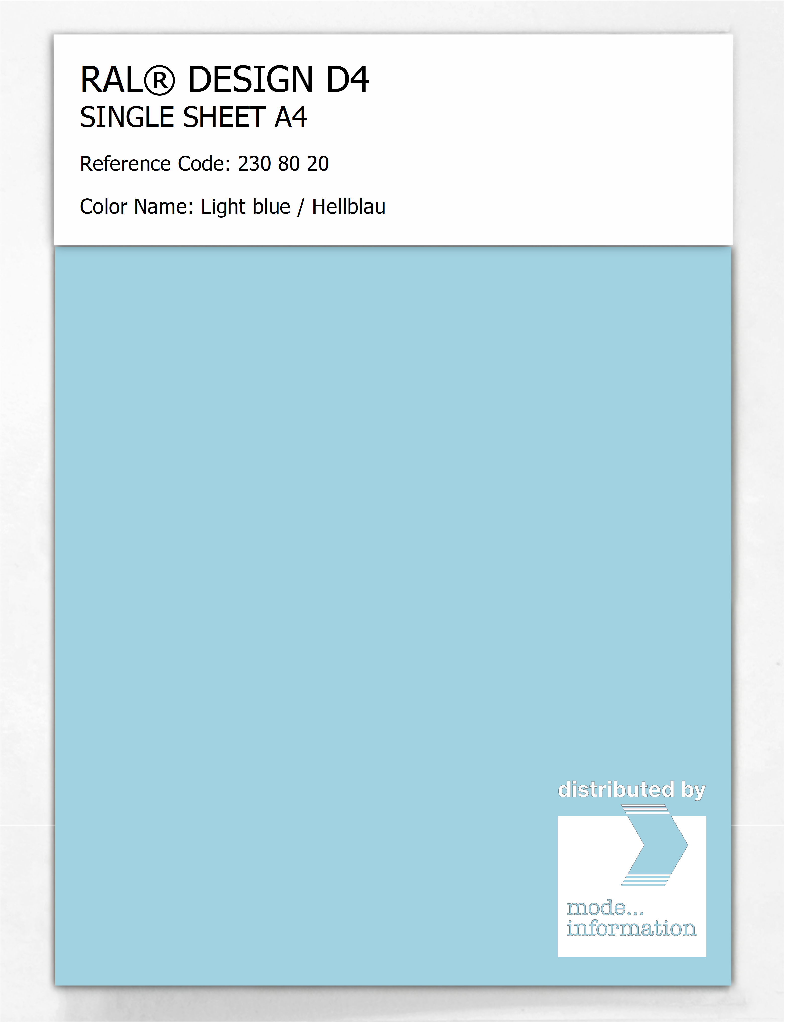 Artikelbild 1 des Artikels “RAL® DESIGN D4 SINGLE SHEET A4 230 80 20 Light blue / Hellblau “