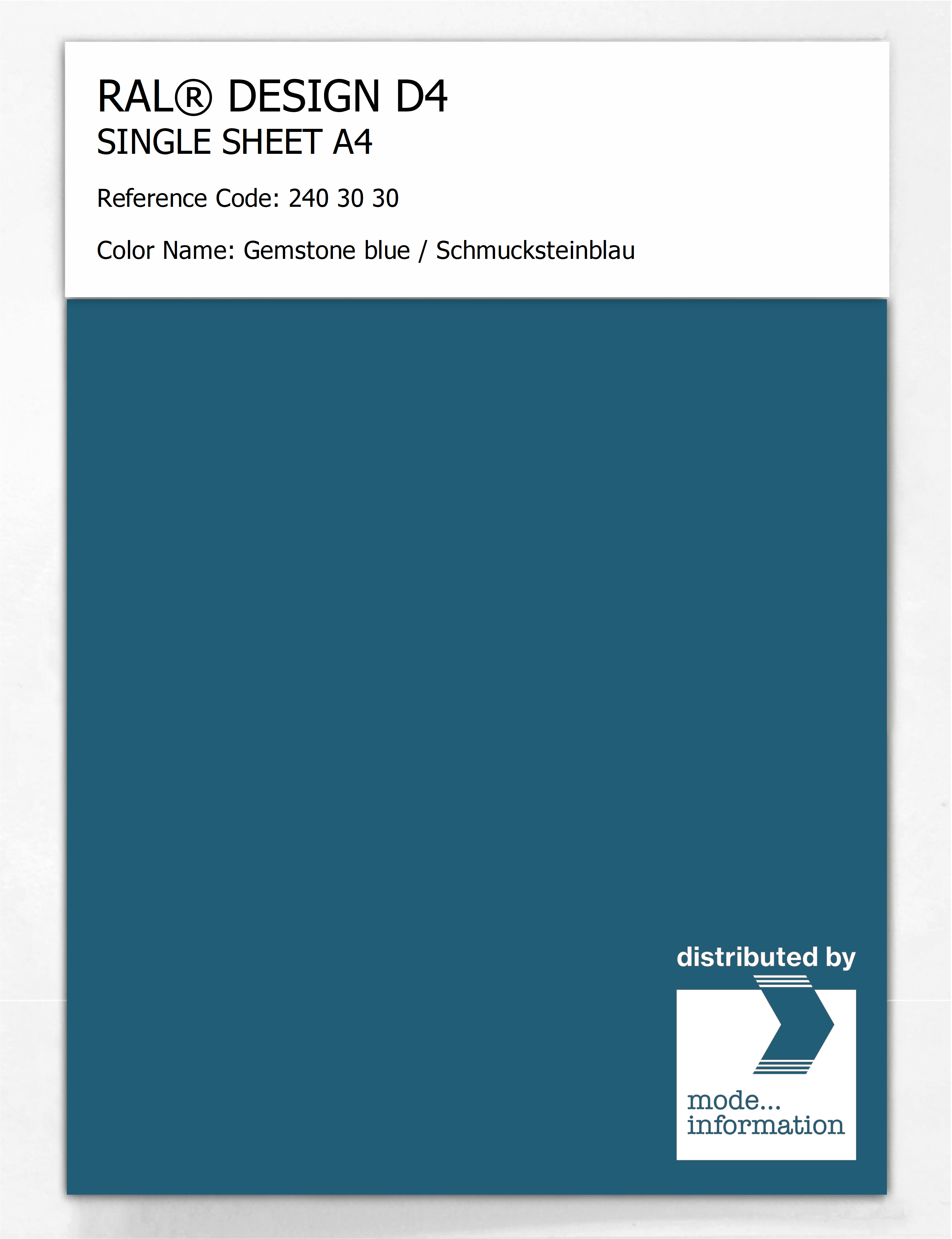Artikelbild 1 des Artikels “RAL® DESIGN D4 SINGLE SHEET A4 240 30 30 Gemstone blue / Schmucksteinblau “