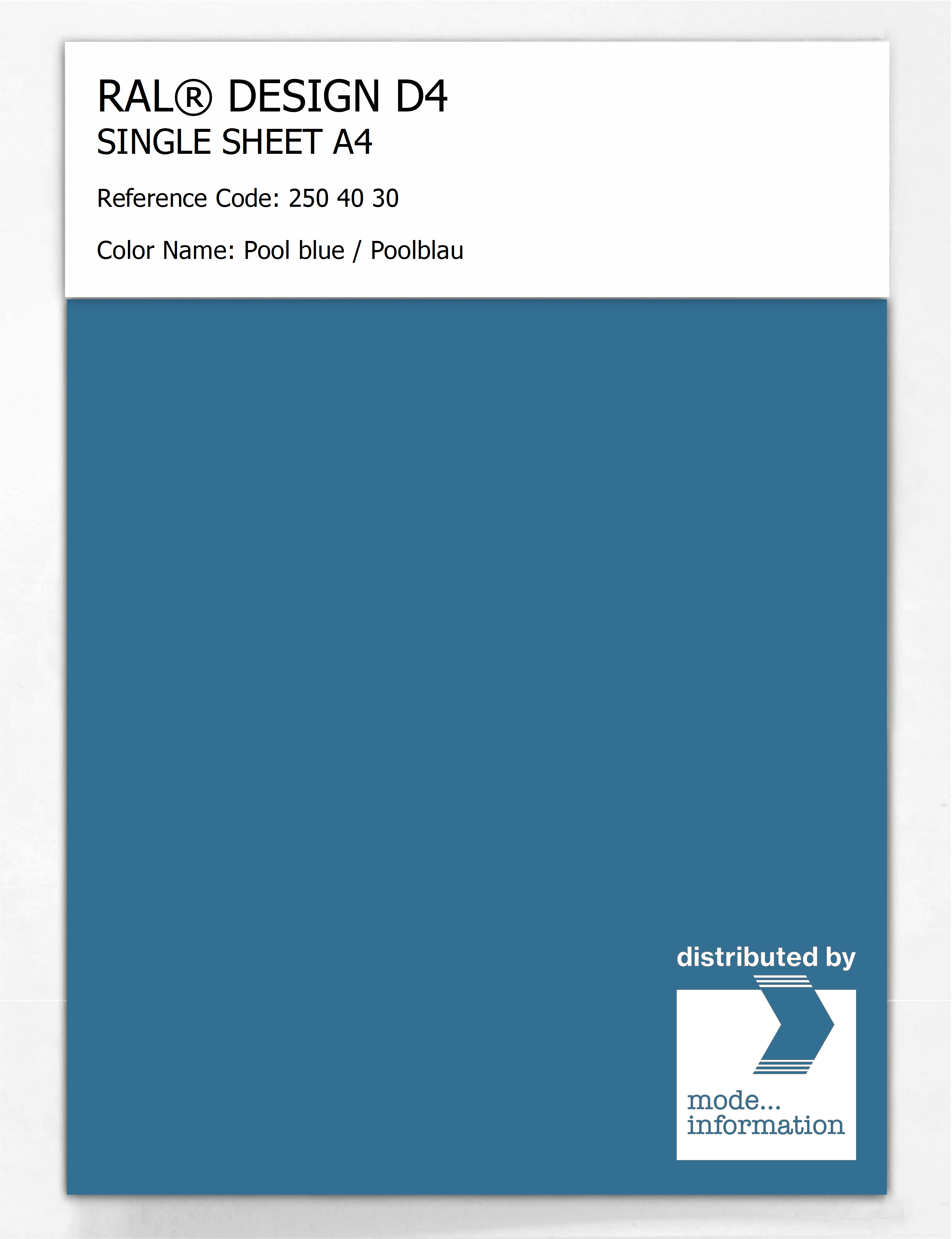 Artikelbild 1 des Artikels “RAL® DESIGN D4 SINGLE SHEET A4 250 40 30 Pool blue / Poolblau “