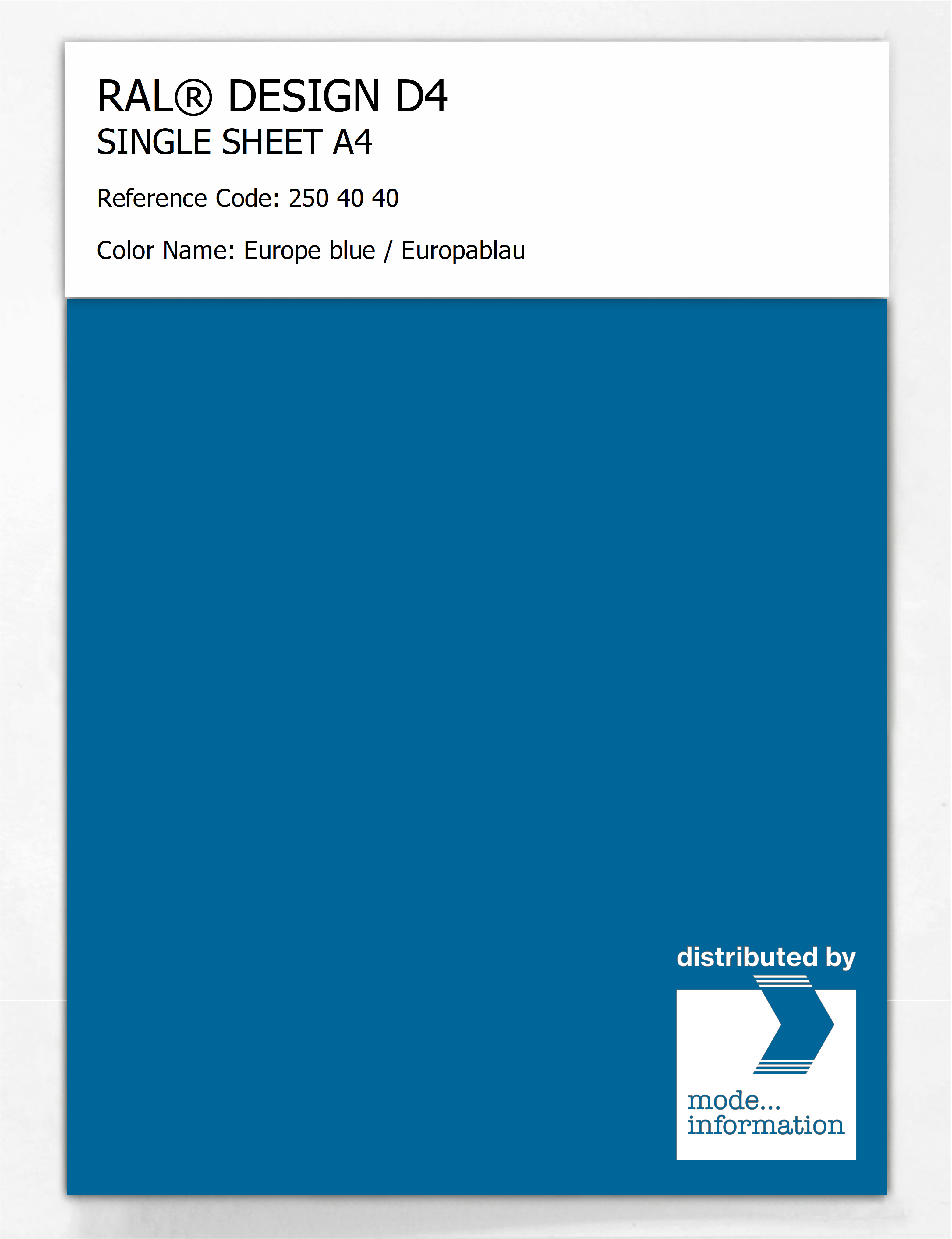 Artikelbild 1 des Artikels “RAL® DESIGN D4 SINGLE SHEET A4 250 40 40 Europe blue / Europablau “