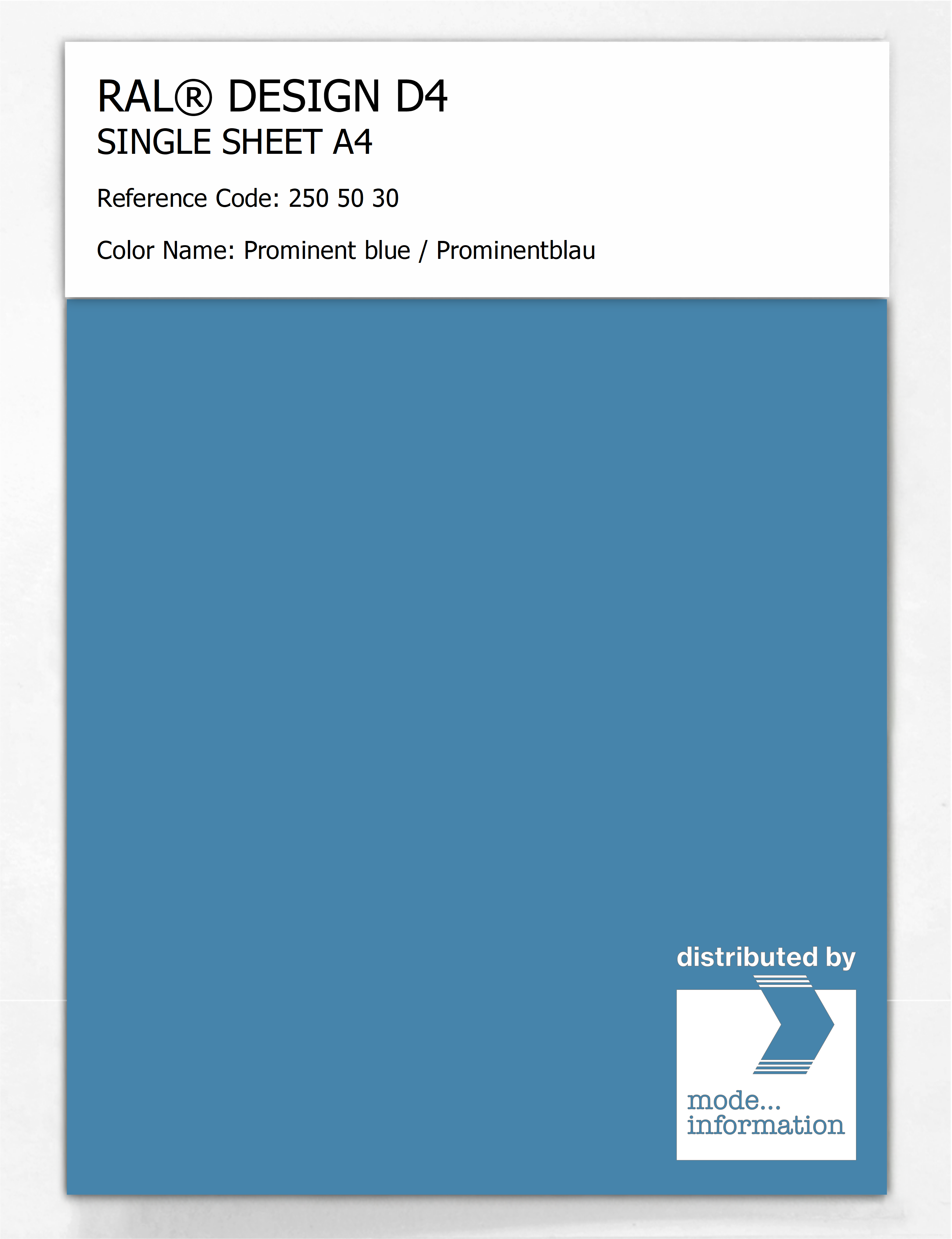 Product image 1 of the product “RAL® DESIGN D4 SINGLE SHEET A4 250 50 30 Prominent blue / Prominentblau ”