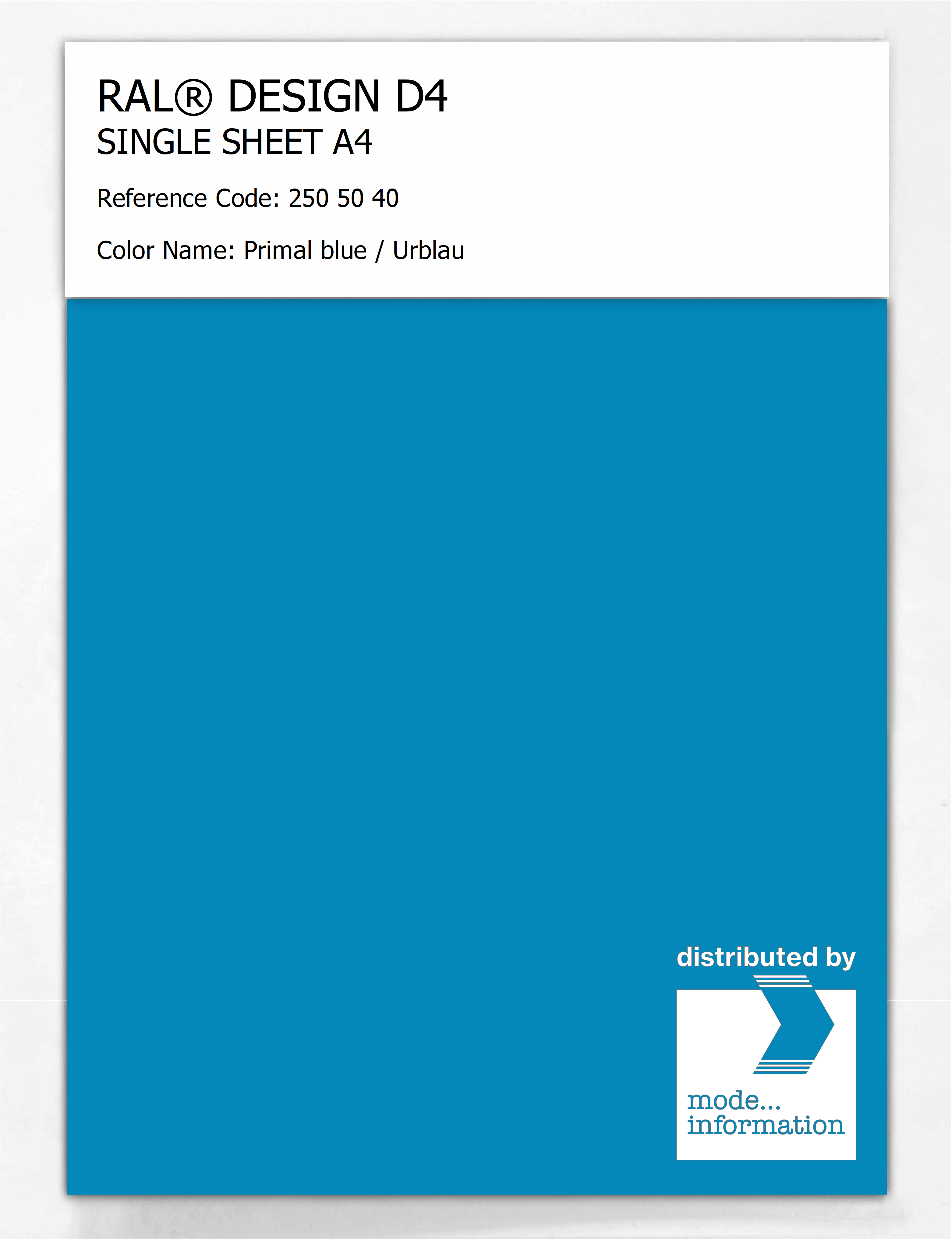 Artikelbild 1 des Artikels “RAL® DESIGN D4 SINGLE SHEET A4 250 50 40 Primal blue / Urblau “