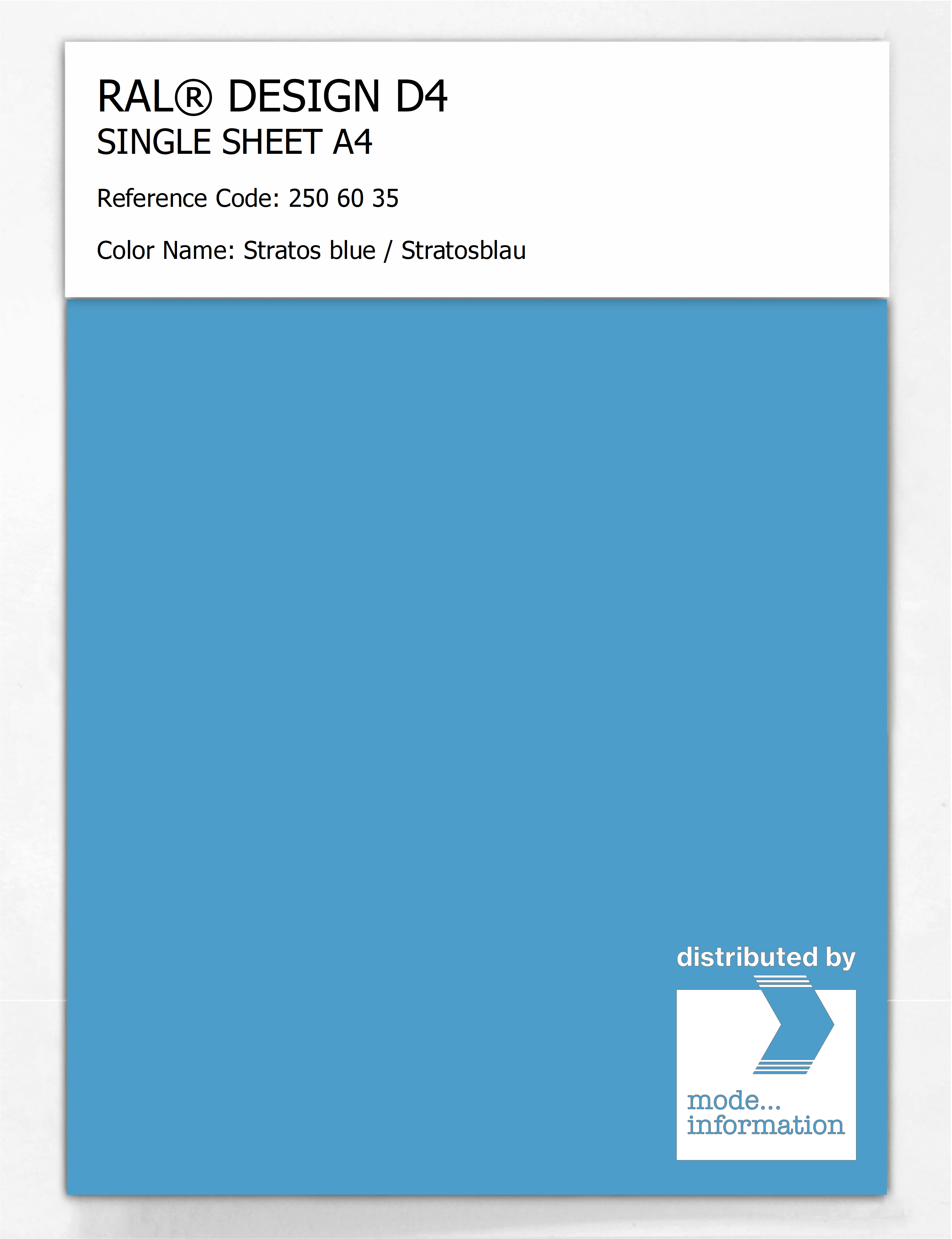 Product image 1 of the product “RAL® DESIGN D4 SINGLE SHEET A4 250 60 35 Stratos blue / Stratosblau ”