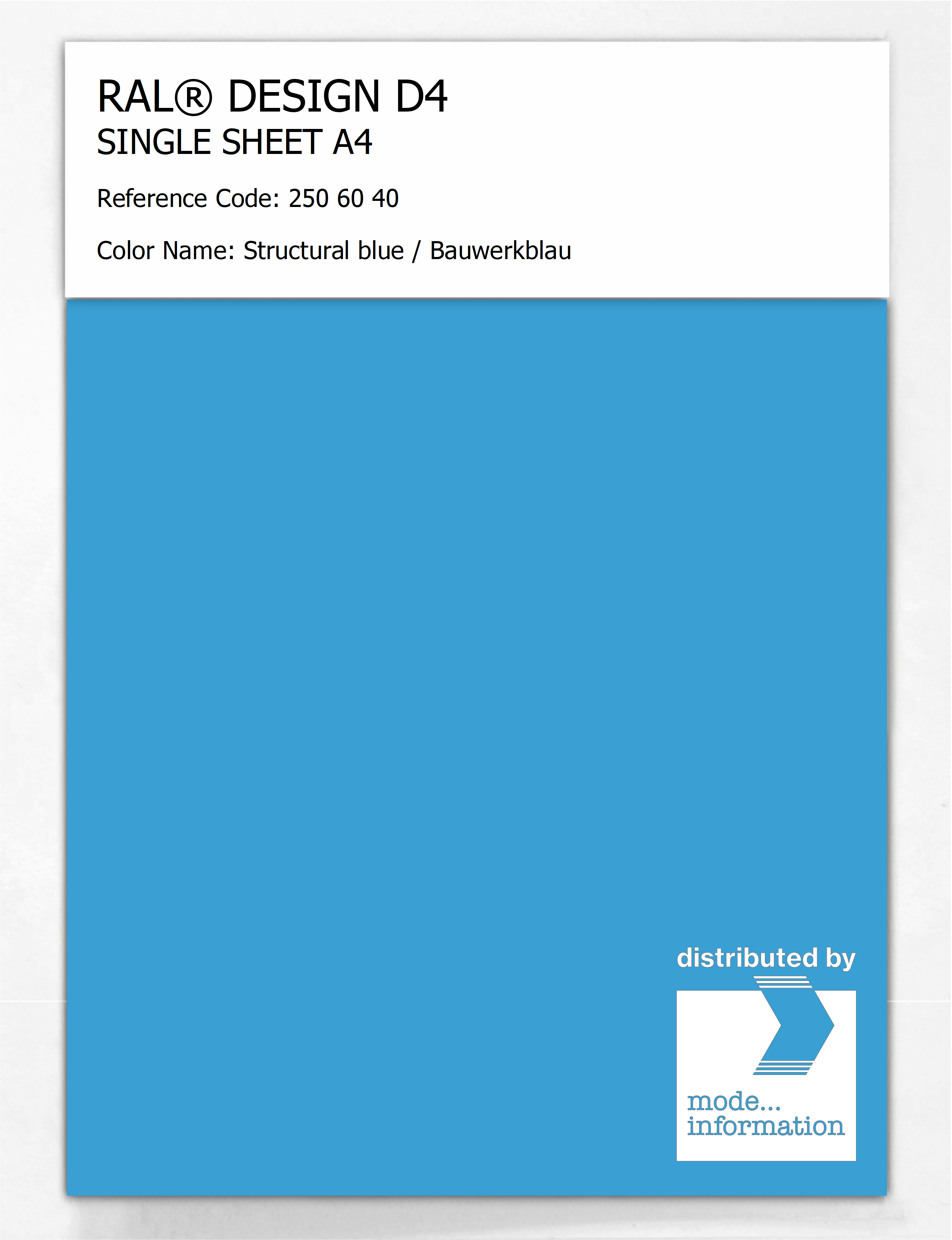 Artikelbild 1 des Artikels “RAL® DESIGN D4 SINGLE SHEET A4 250 60 40 Structural blue / Bauwerkblau “